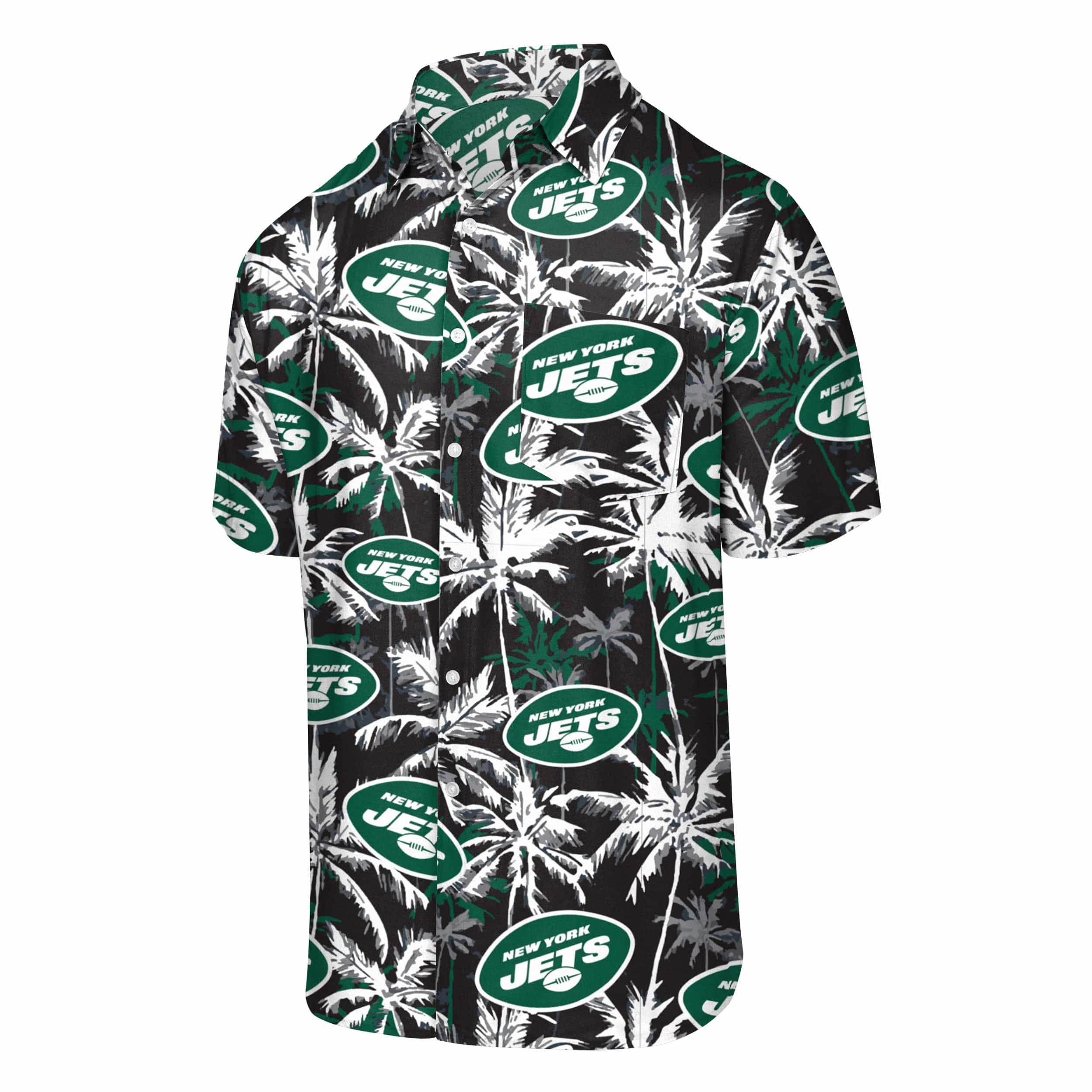 New York Jets NFL Mens Black Floral Button Up Shirt - Image 4