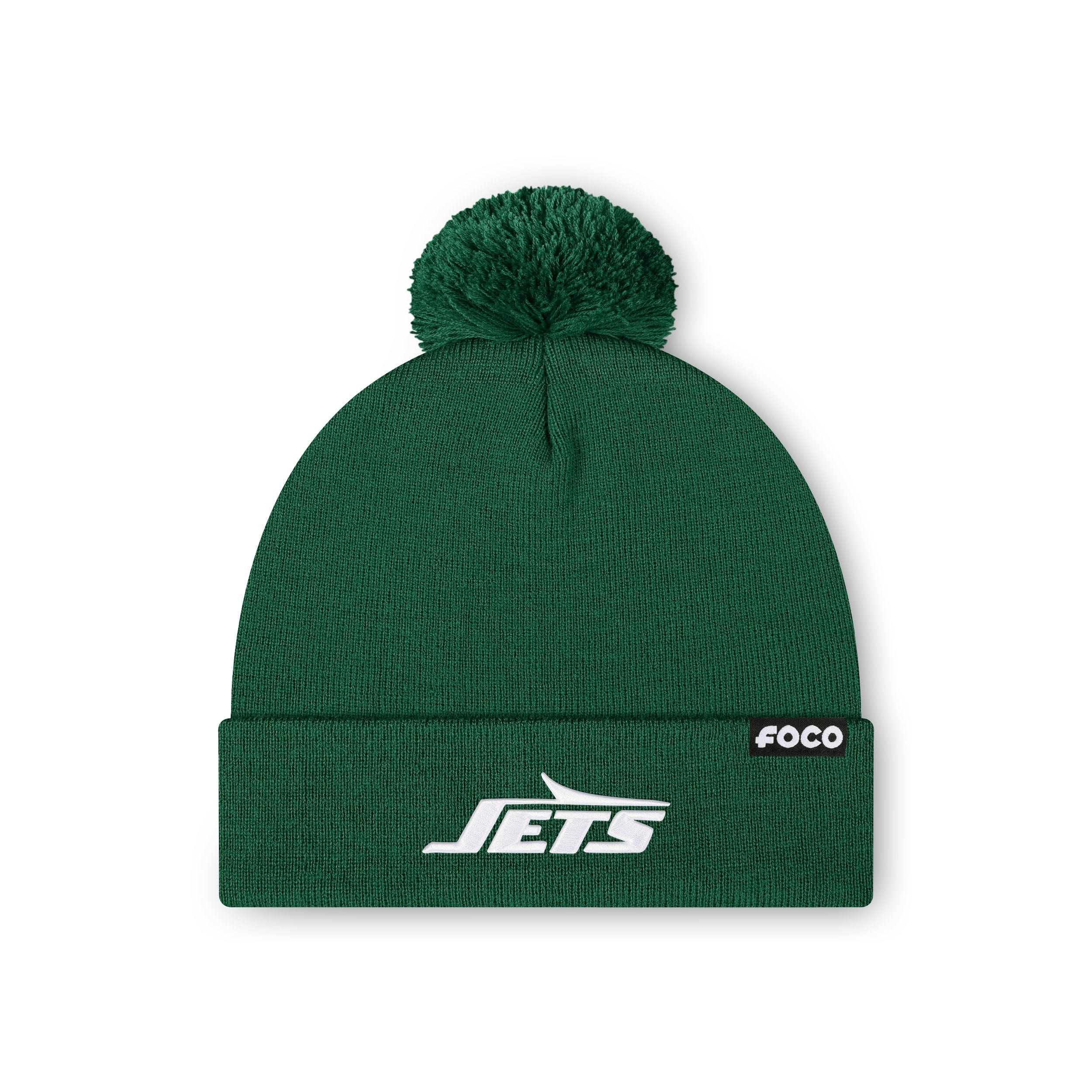 New York Jets NFL Dark Green Basic Primary Logo Pom Beanie