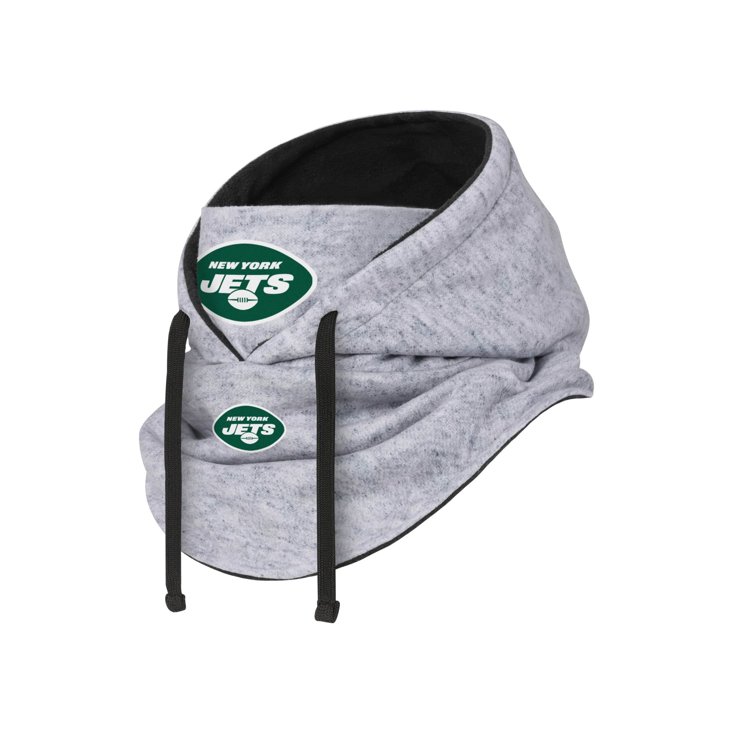 New York Jets NFL Heather Gray Drawstring Hooded Gaiter Scarf - Image 2
