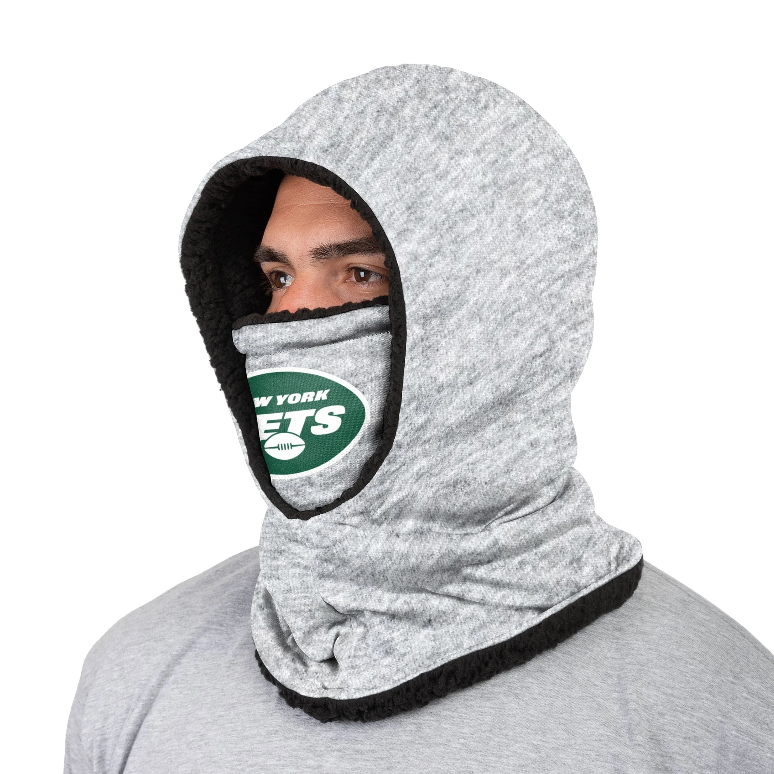 New York Jets NFL Heather Grey Big Logo Hooded Gaiter - Image 2