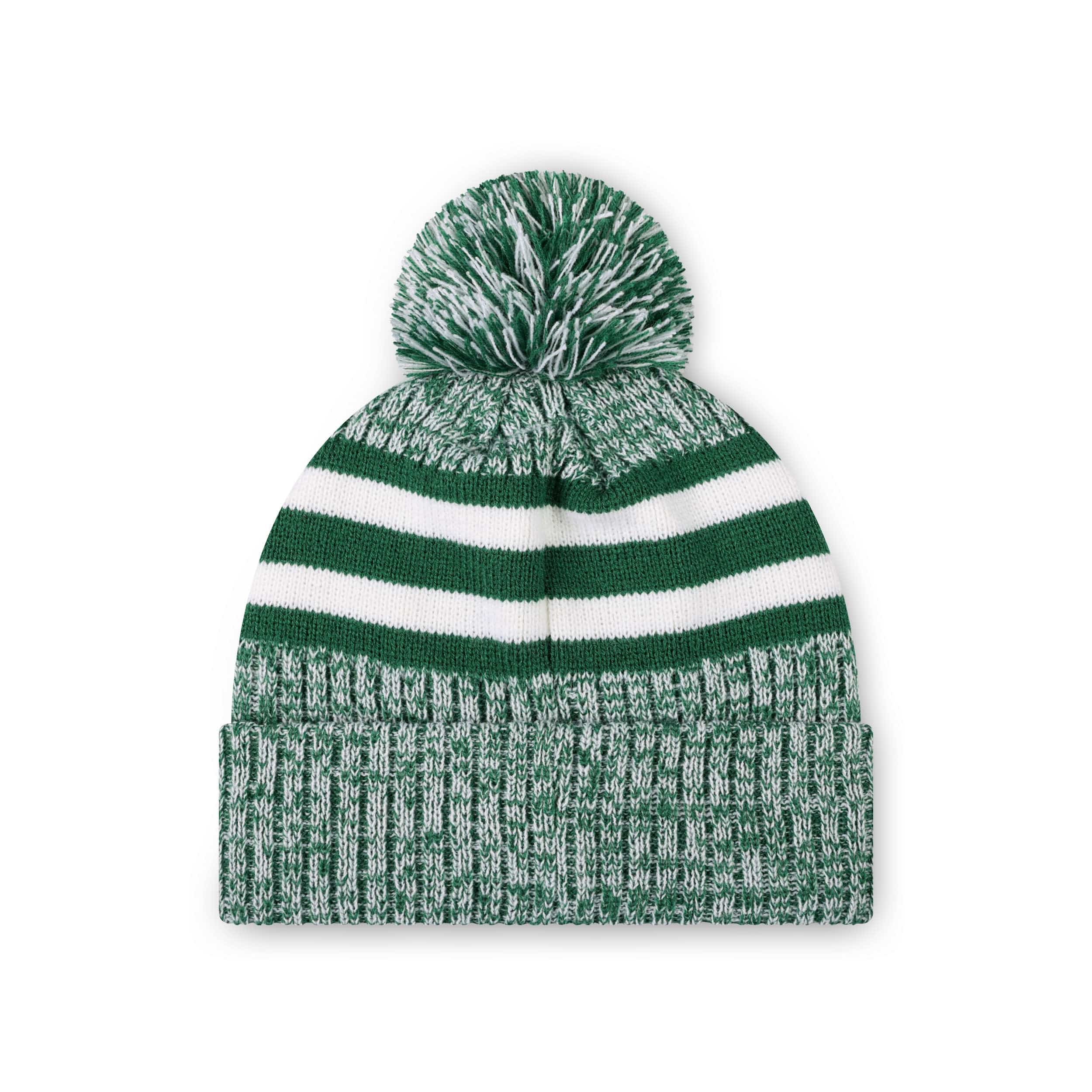 New York Jets NFL Heather Team Stripe Lined Pom Beanie - Image 2