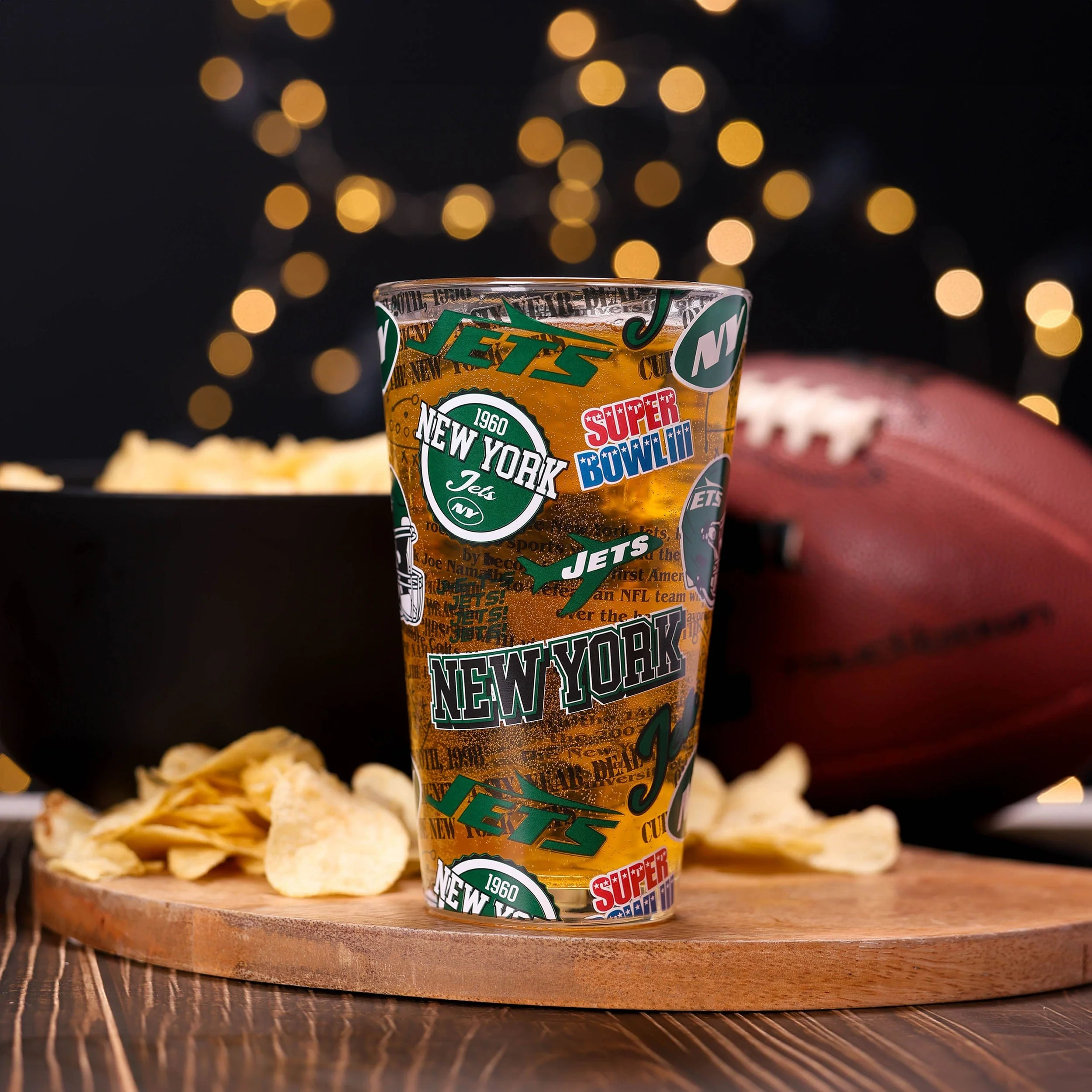 New York Jets NFL Historic Print Pint Glass - Image 2