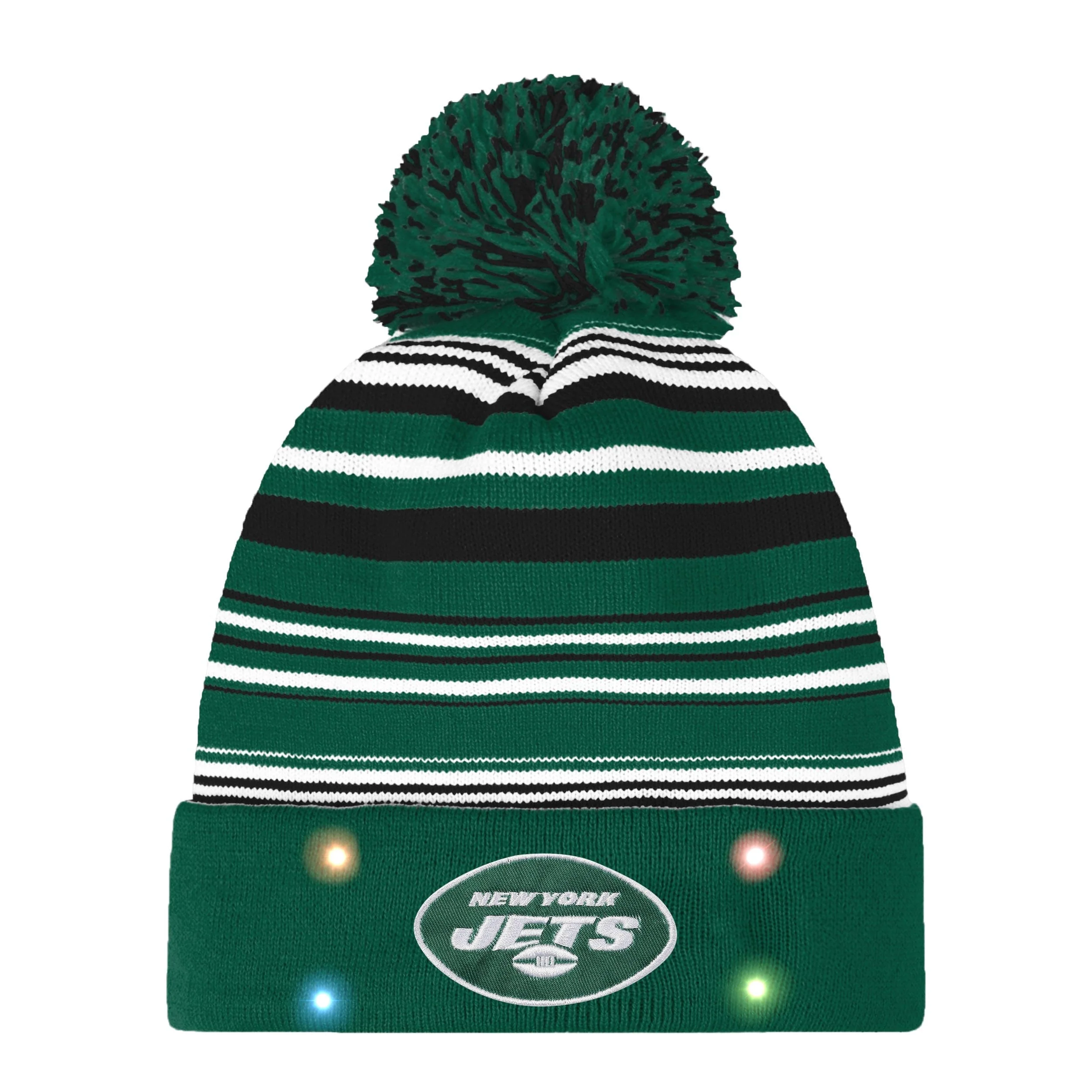 New York Jets NFL Horizontal Stripe Light Up Beanie - Image 2