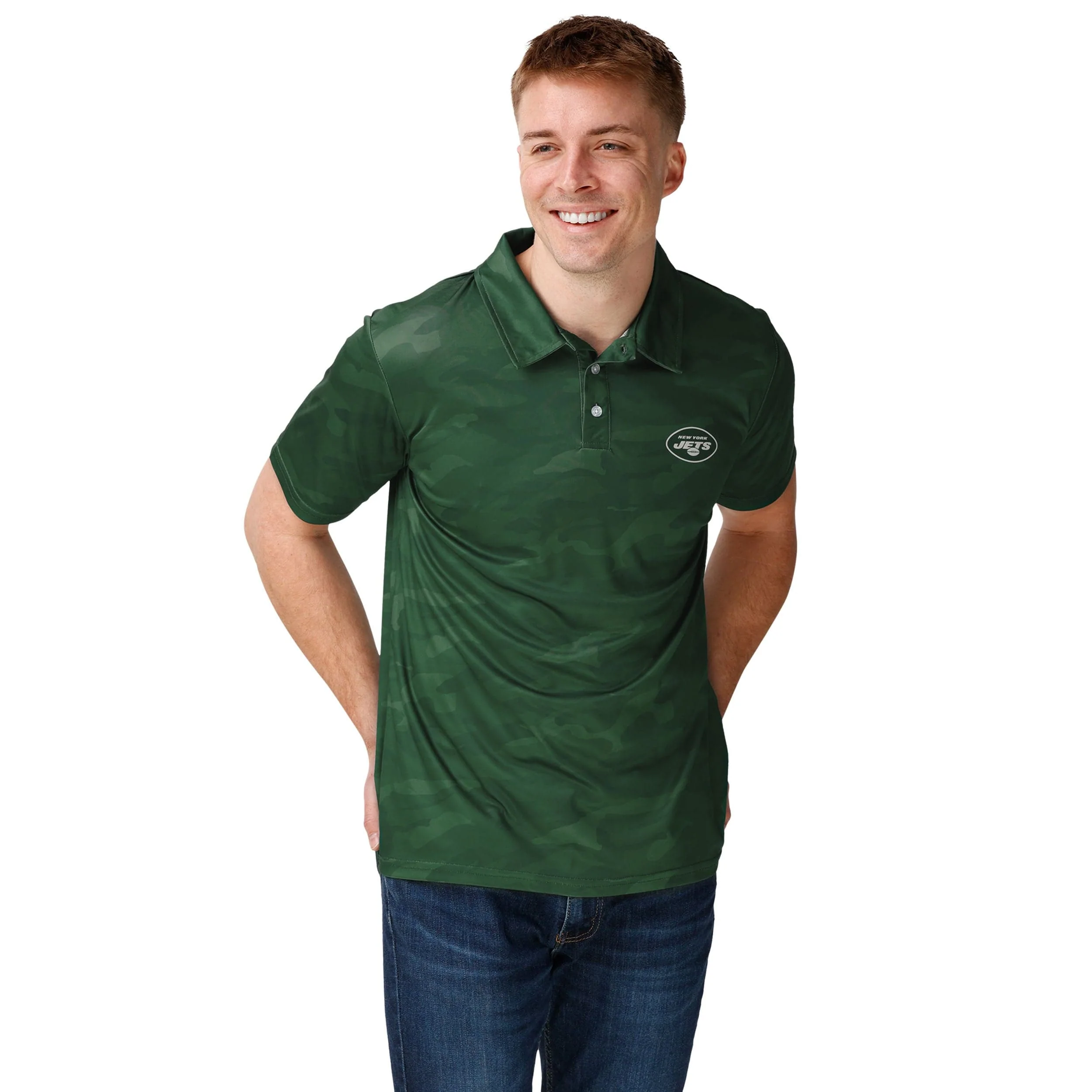 New York Jets NFL Mens Color Camo Polyester Polo - Image 2