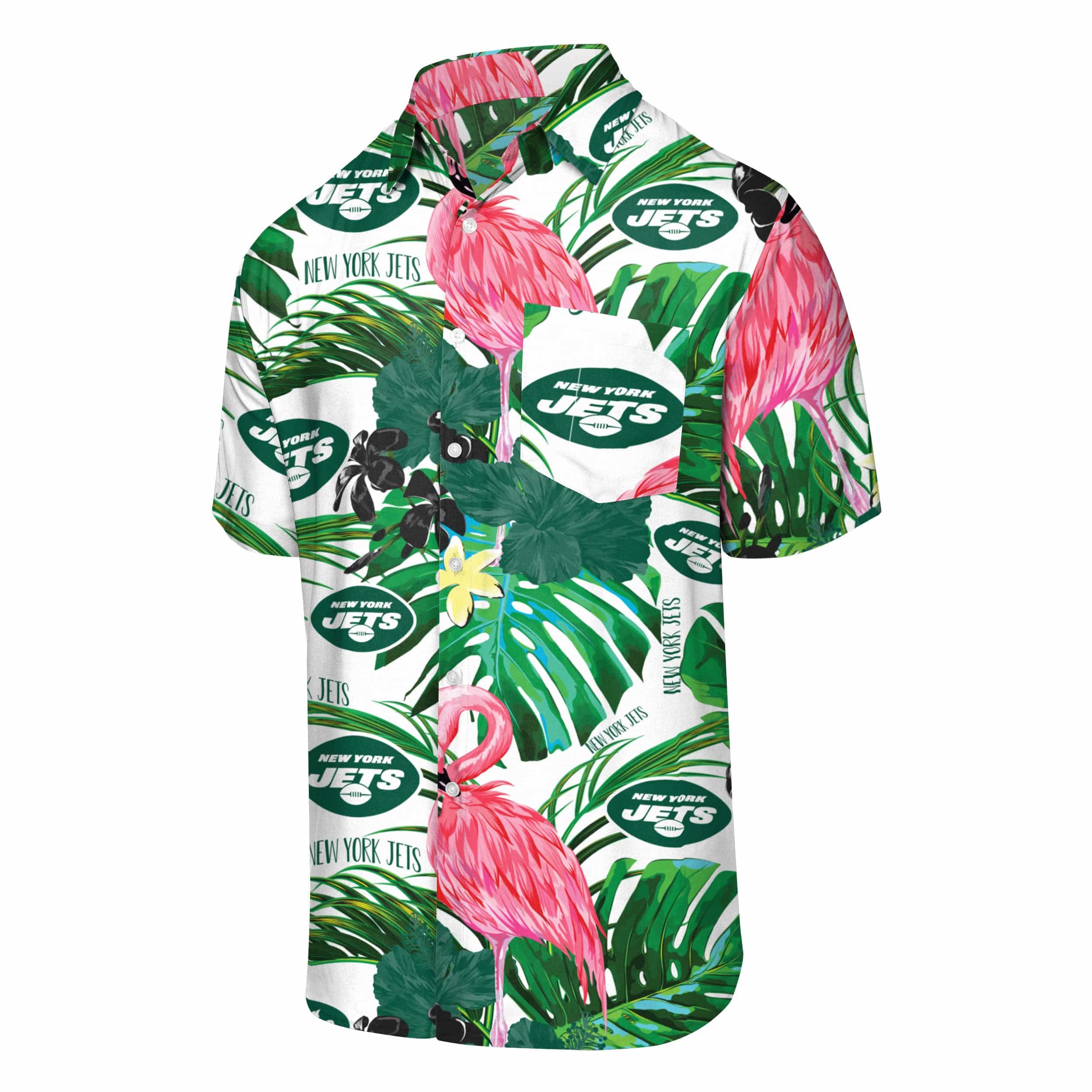 New York Jets NFL Mens Flamingo Button Up Shirt - Image 4