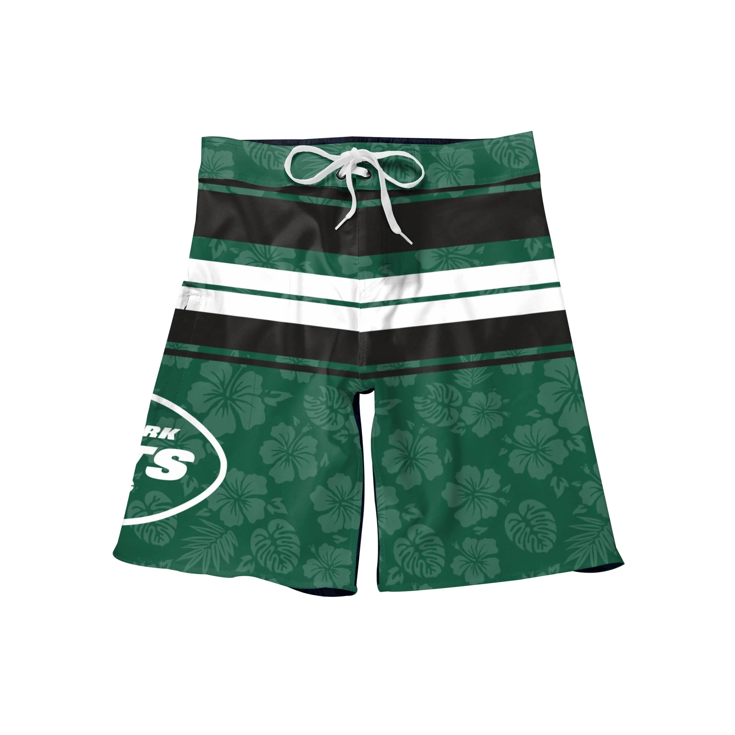New York Jets NFL Mens Hibiscus Boardwalk Stripe Boardshorts - Image 4