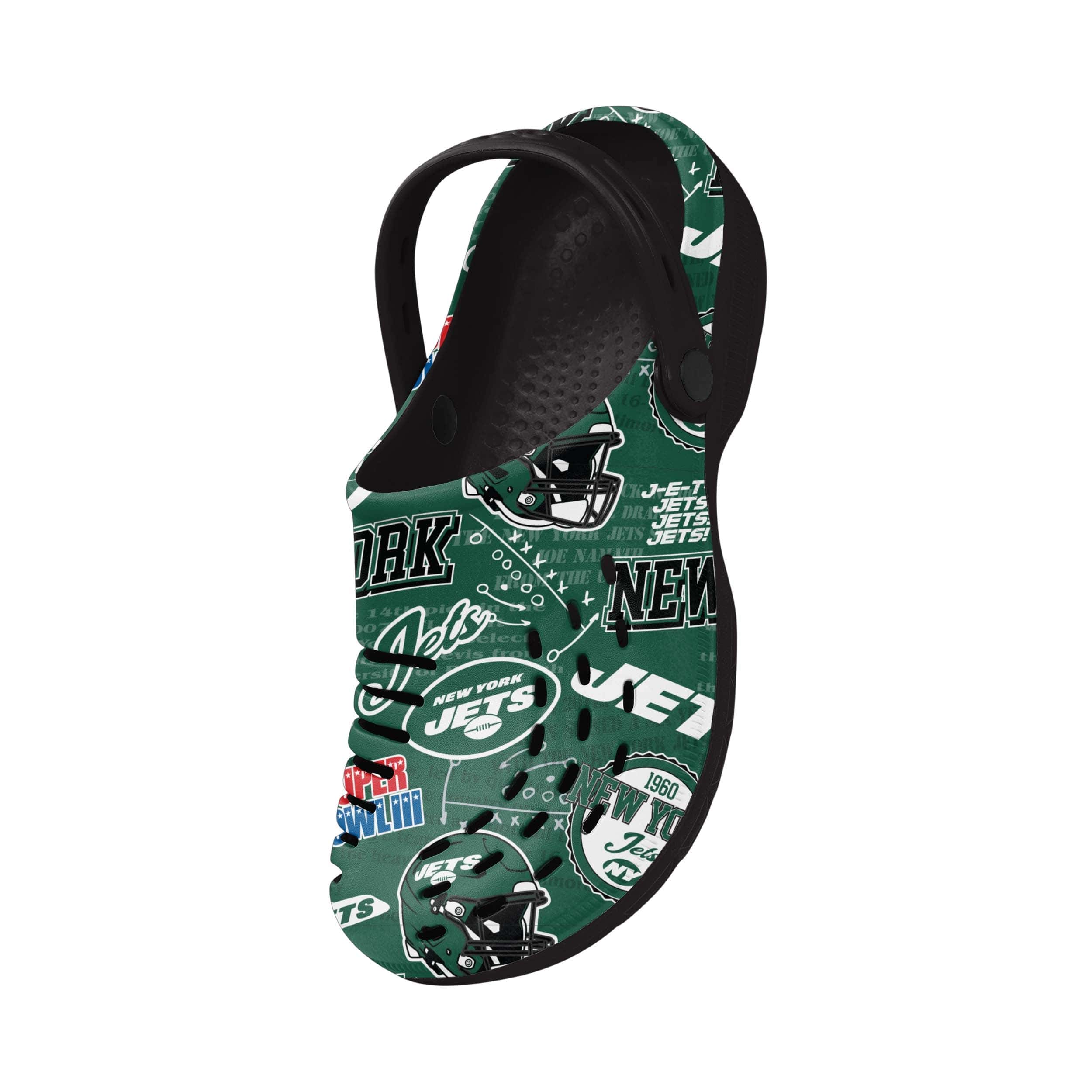 New York Jets NFL Mens Historic Print Clog With Strap - Image 3