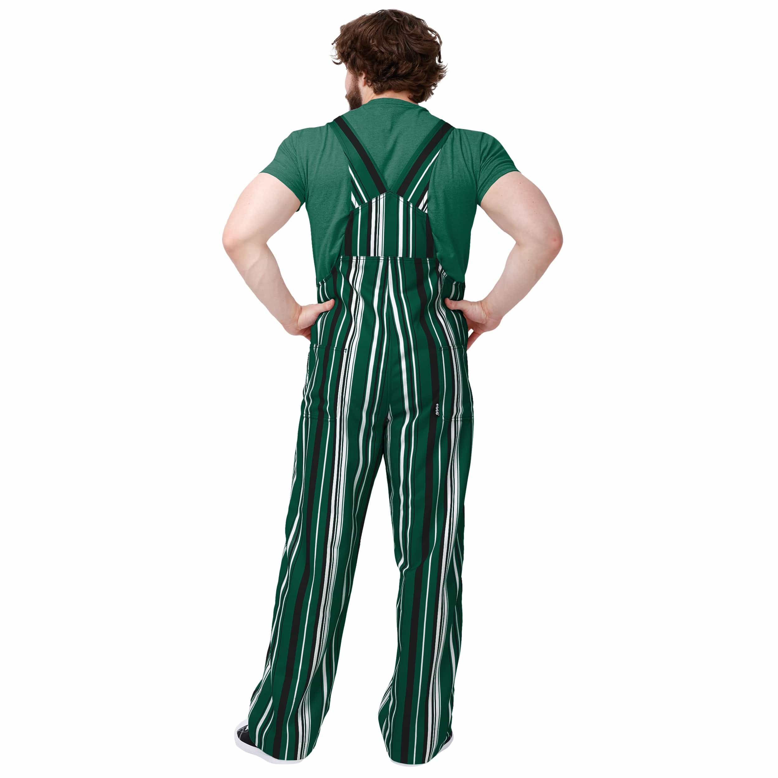New York Jets NFL Mens Hyper Stripe Bib Overalls - Image 2