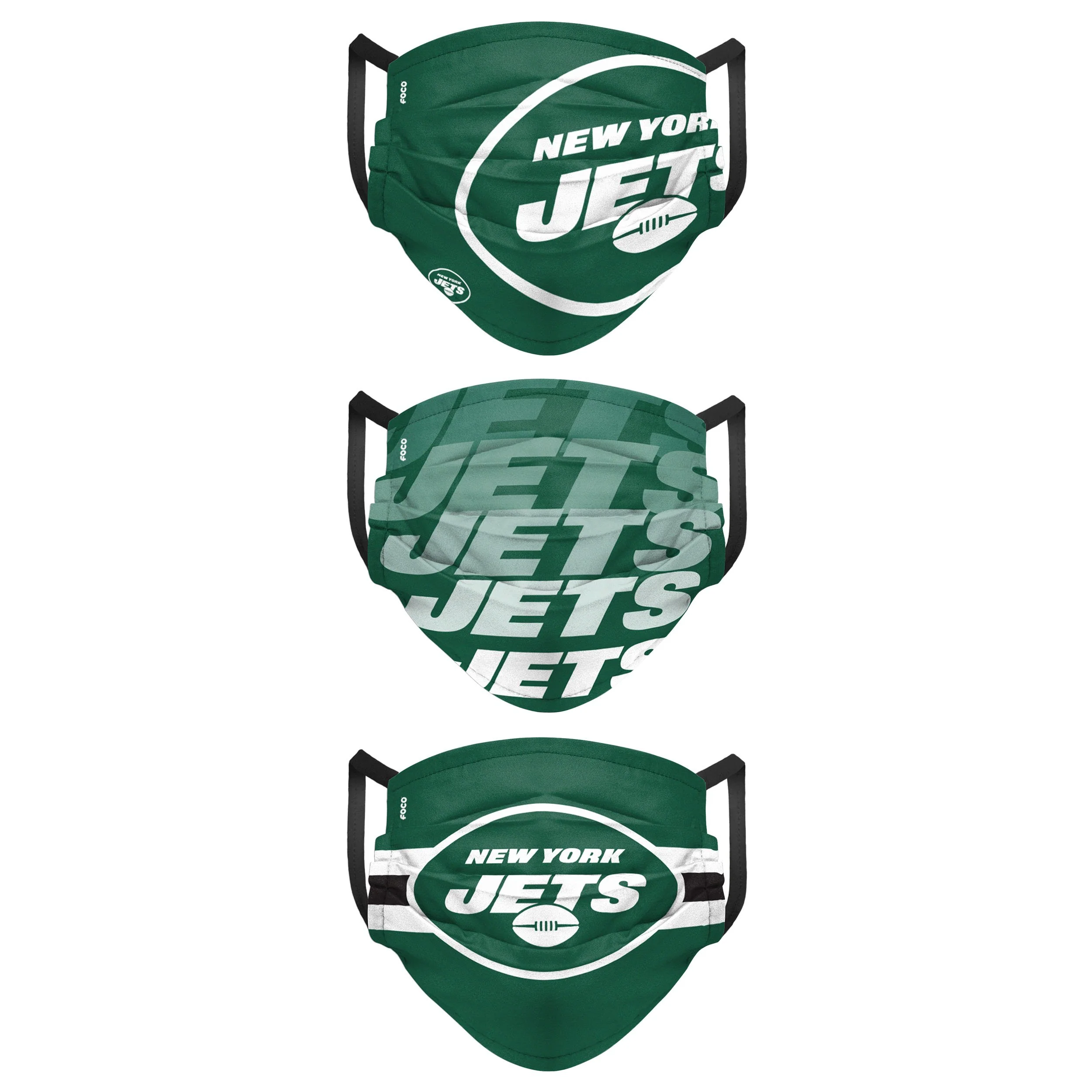 New York Jets NFL Mens Matchday 3 Pack Face Cover - Image 2
