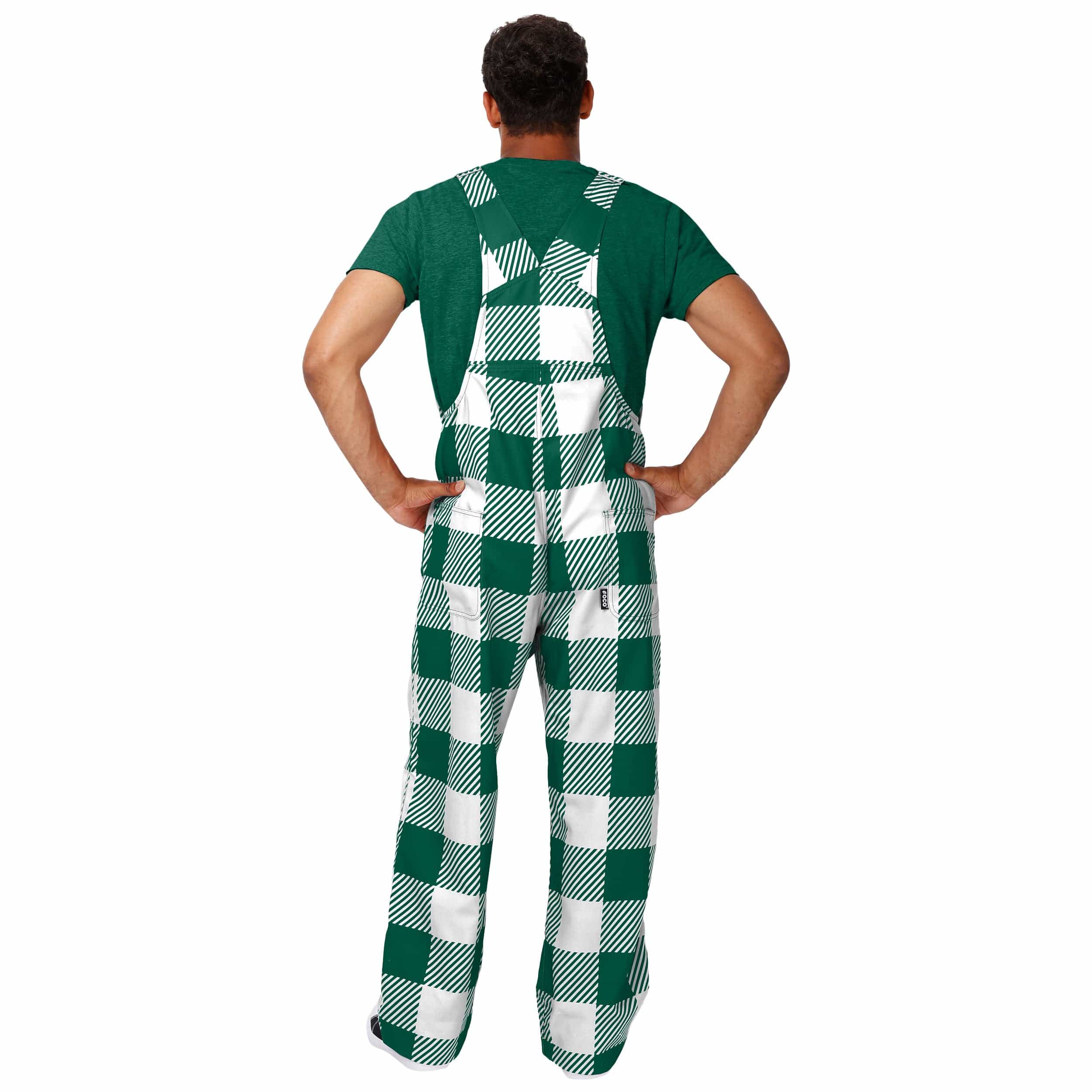 New York Jets NFL Mens Plaid Bib Overalls - Image 2