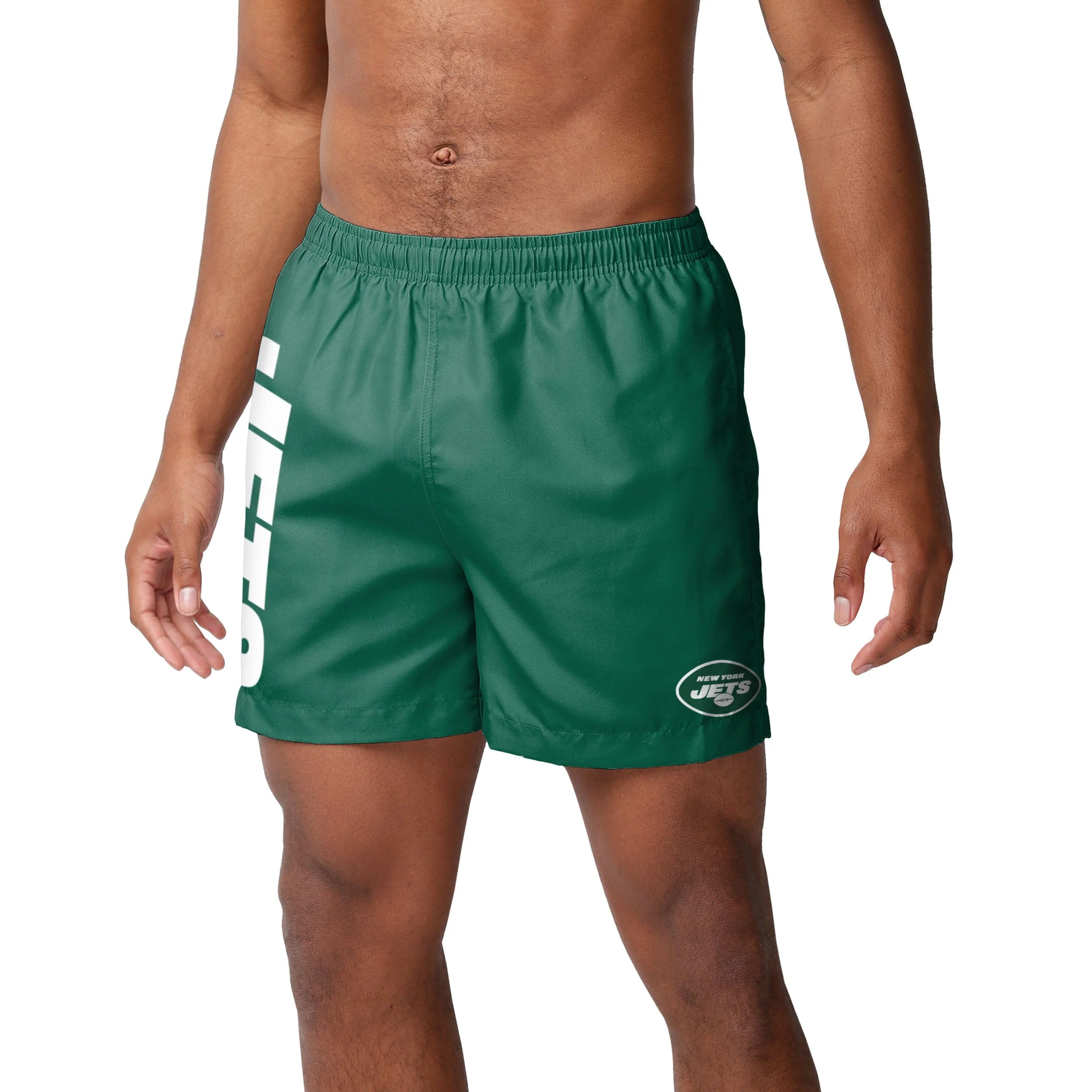 New York Jets NFL Mens Solid Wordmark 5.5" Swimming Trunks - Image 2