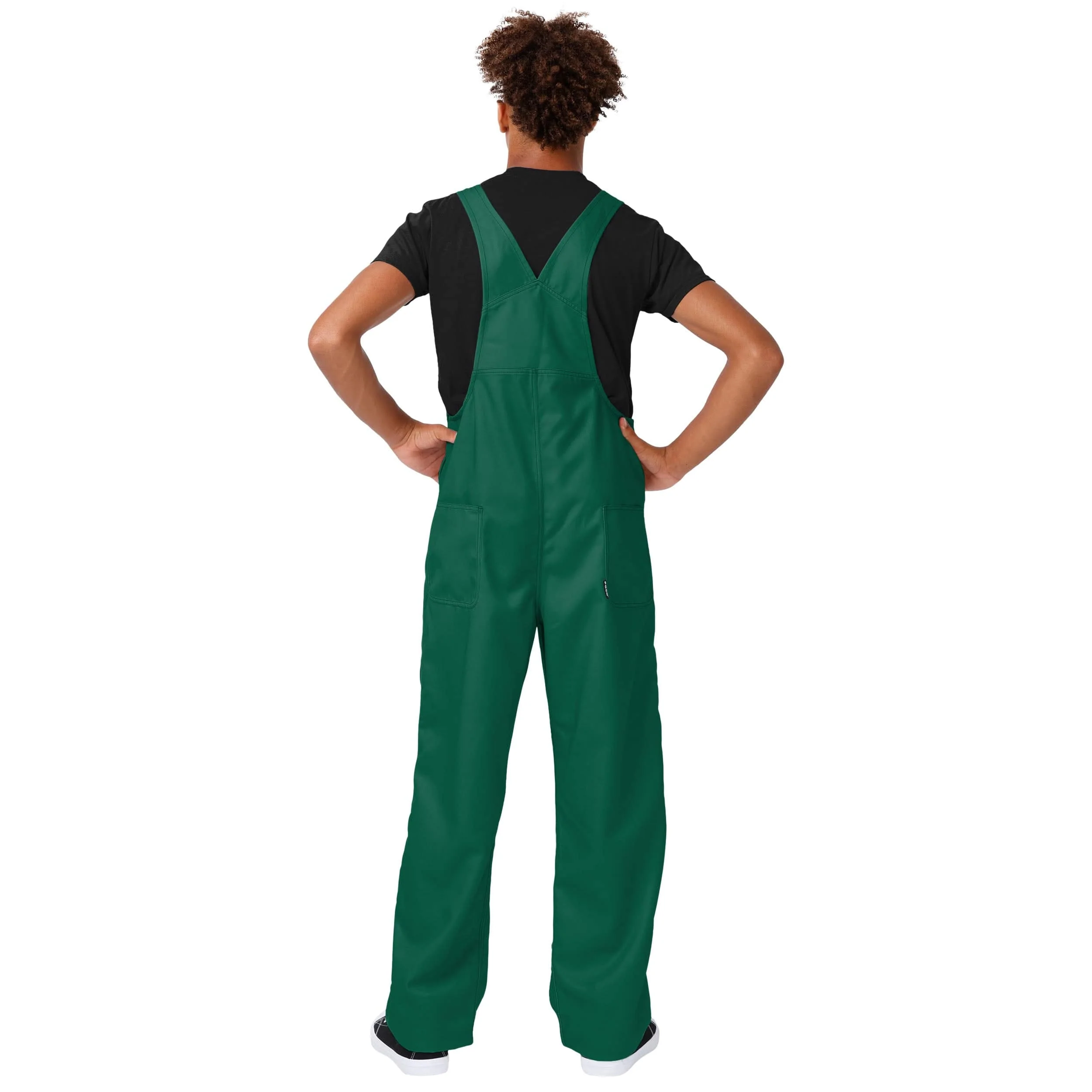 New York Jets NFL Mens Solid Wordmark Bib Overalls - Image 2