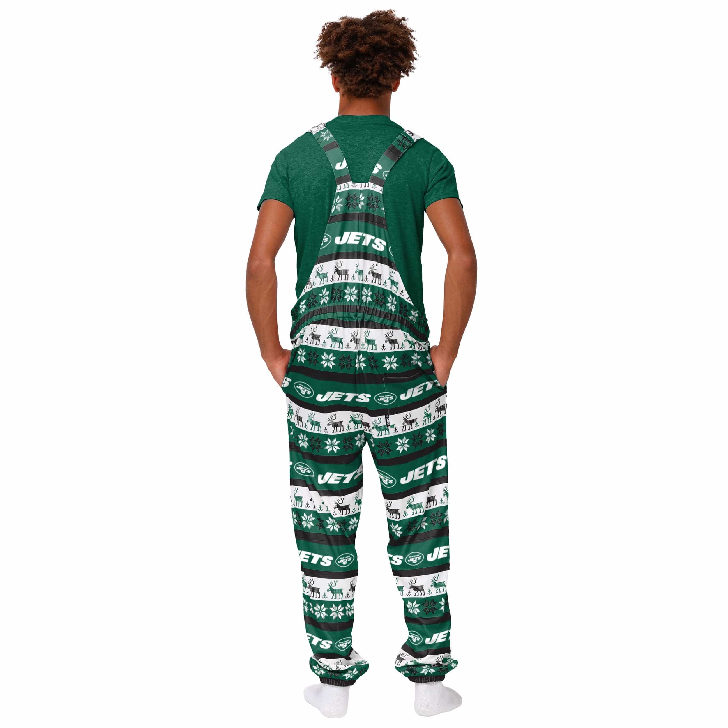 New York Jets NFL Mens Ugly Home Gating Bib Overalls - Image 2