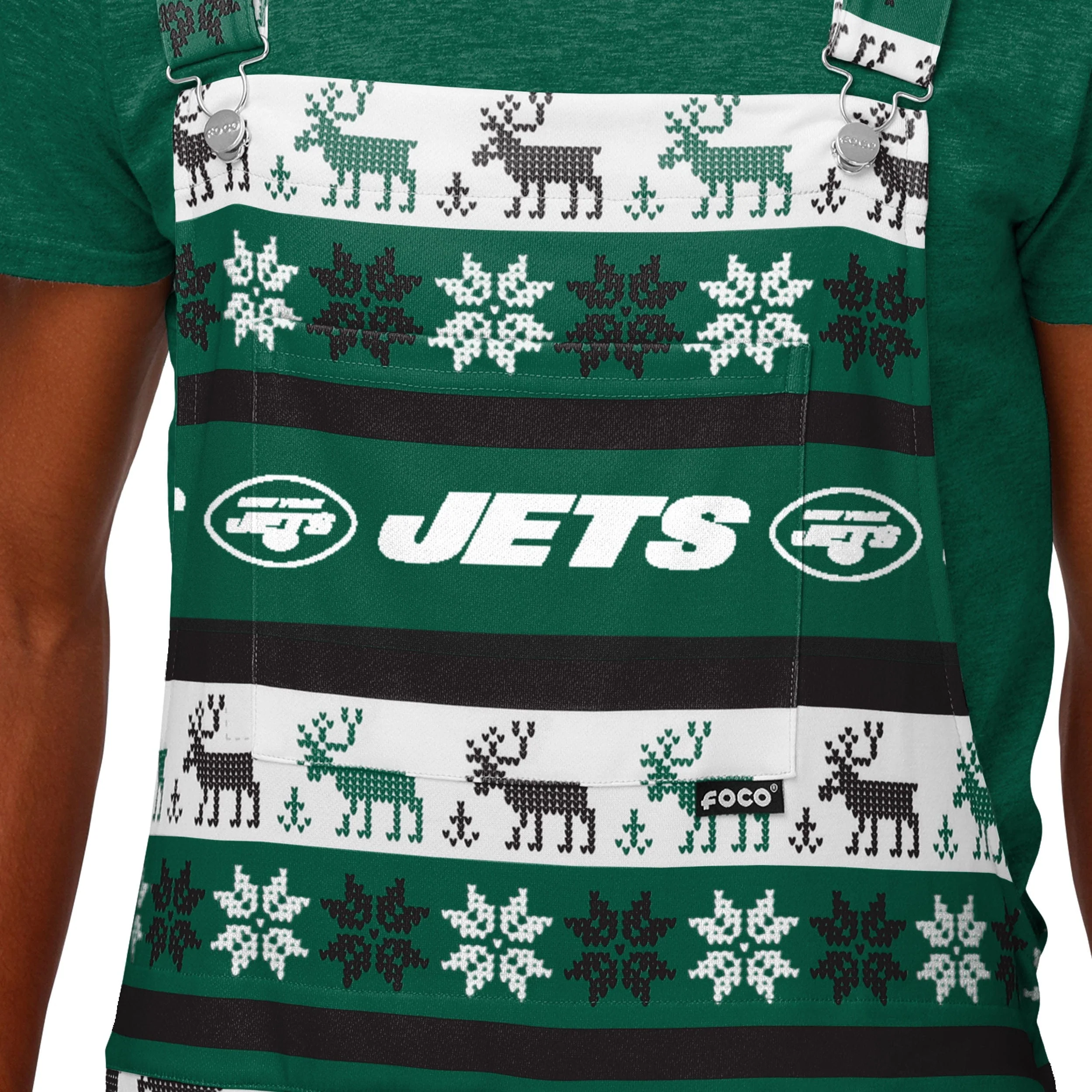 New York Jets NFL Mens Ugly Home Gating Bib Overalls - Image 4