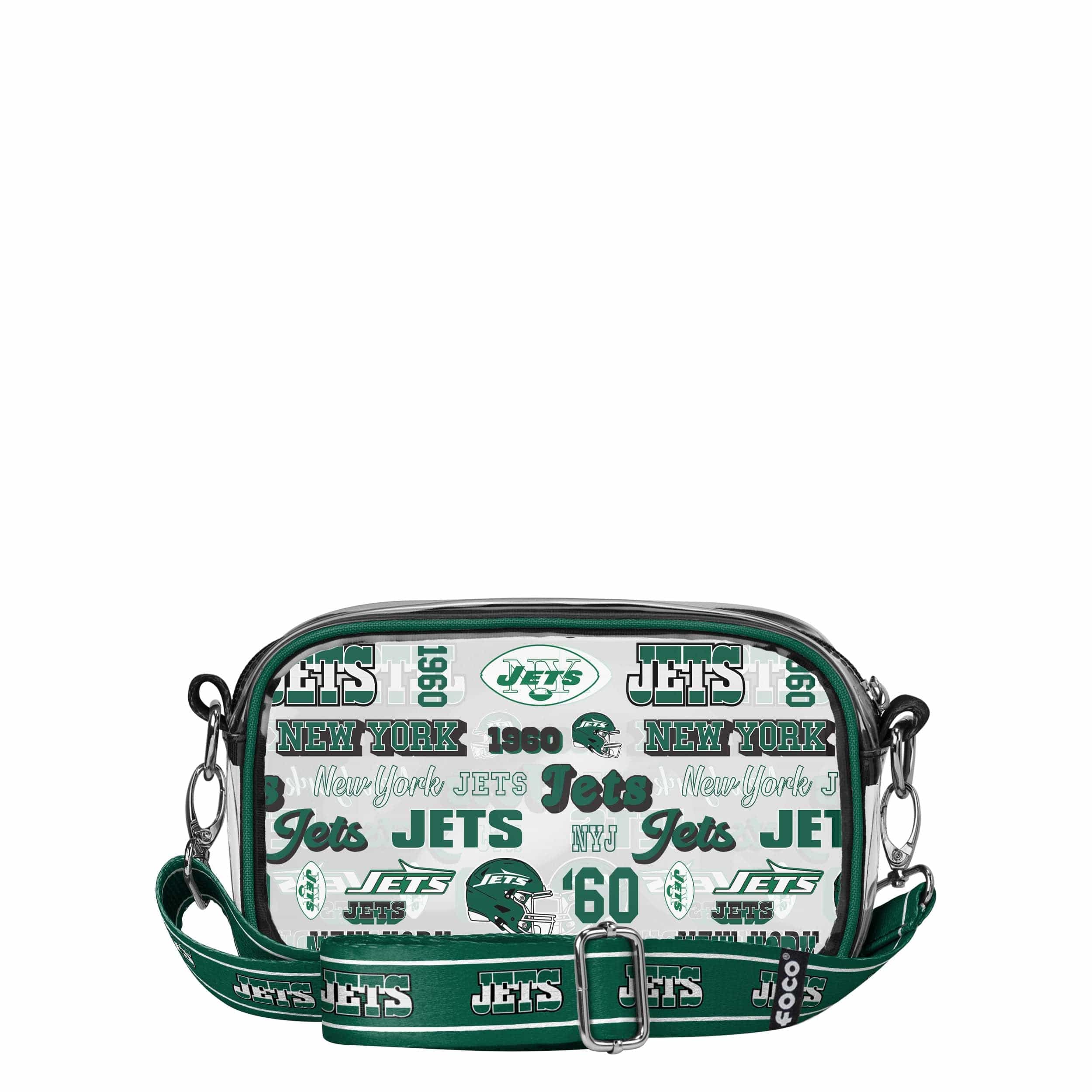 New York Jets NFL Repeat Retro Print Clear Crossbody Bag - Image 5
