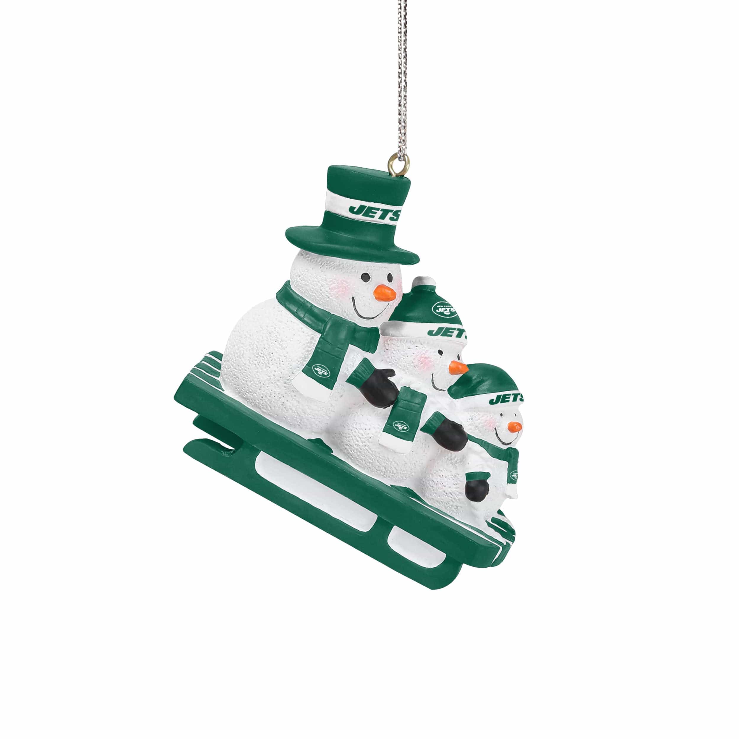New York Jets NFL Sledding Snowmen Ornament - Image 2