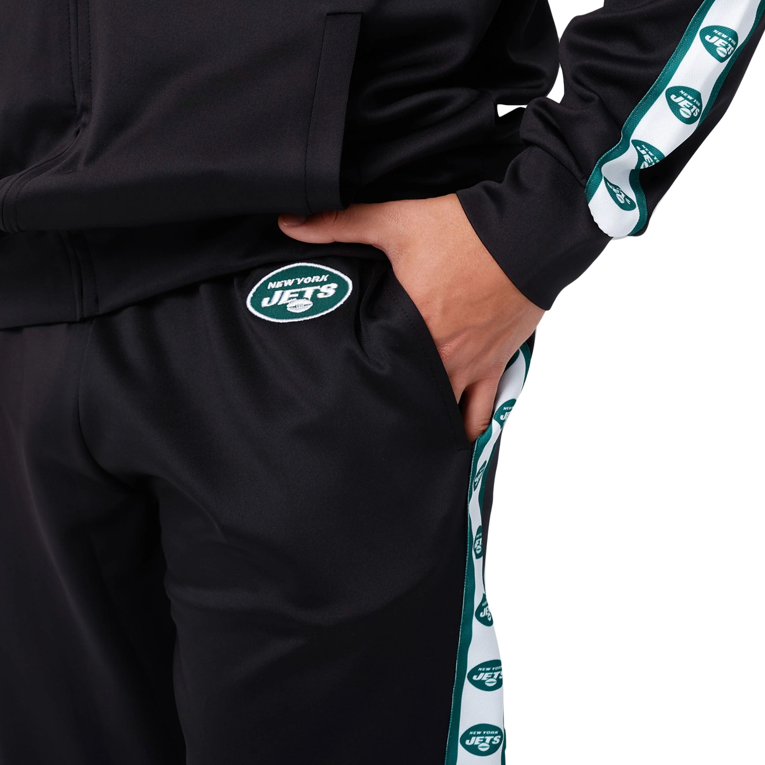New York Jets NFL Mens Stripe Logo Track Pants - Image 3
