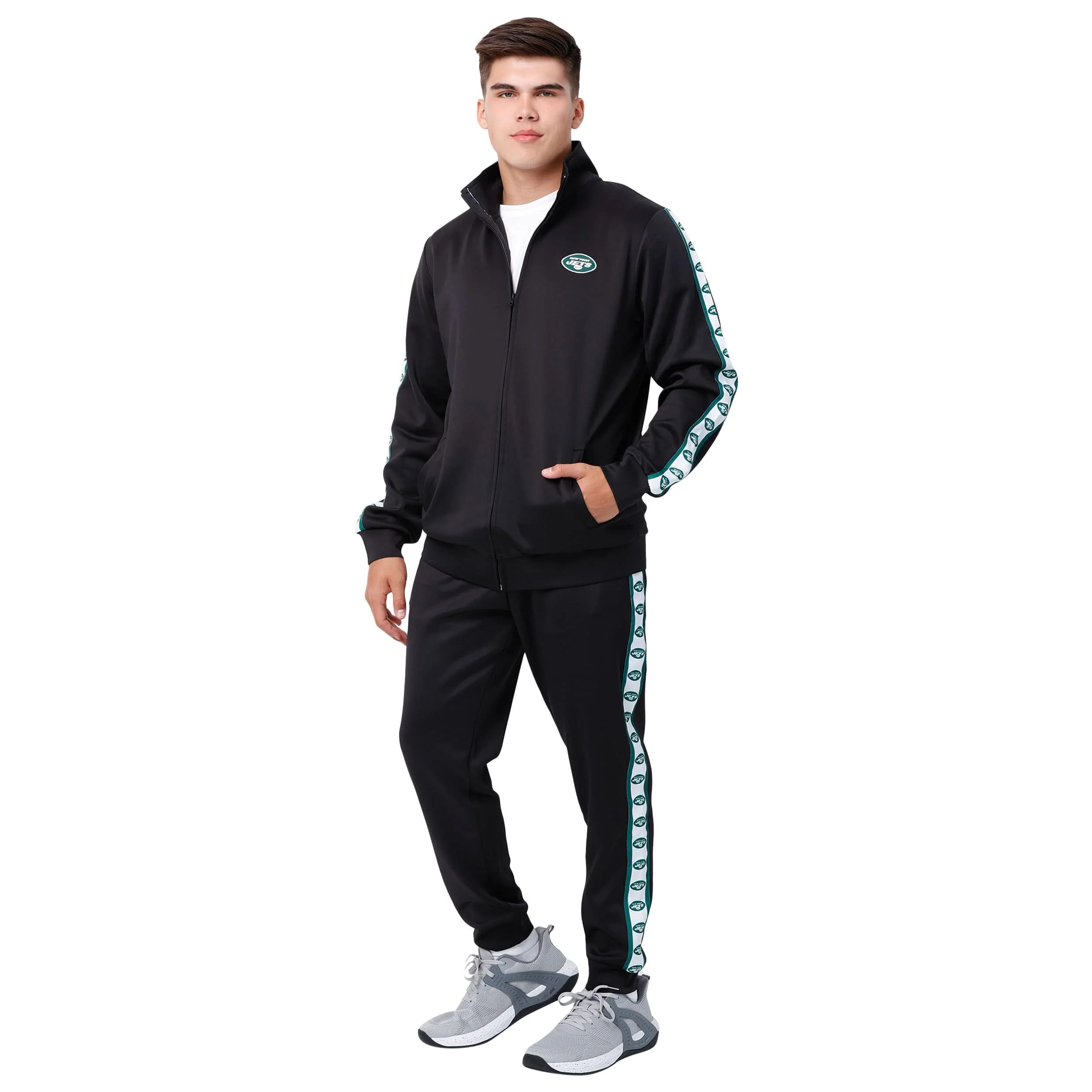 New York Jets NFL Mens Stripe Logo Track Pants - Image 5