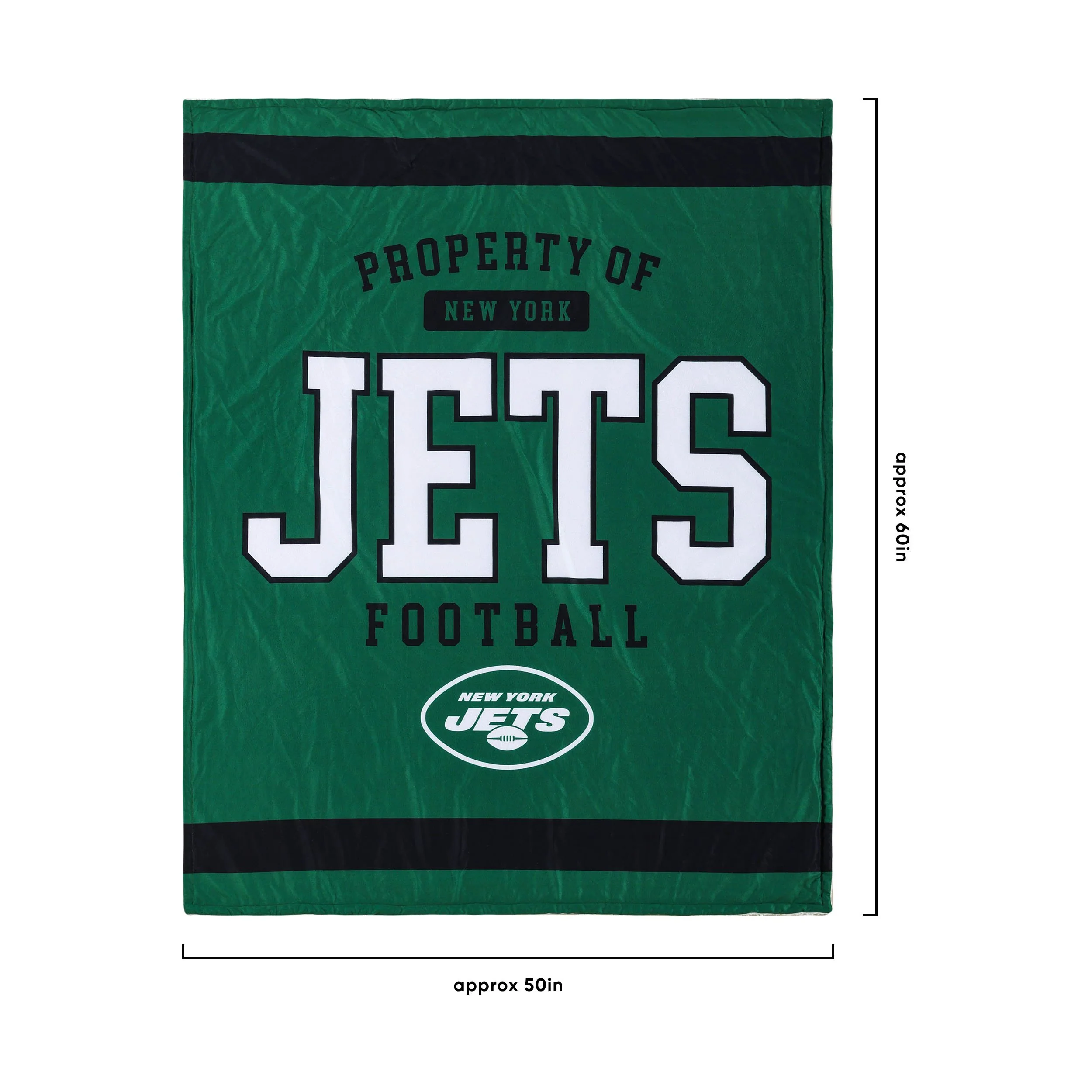 New York Jets NFL Team Property Sherpa Plush Throw Blanket - Image 3