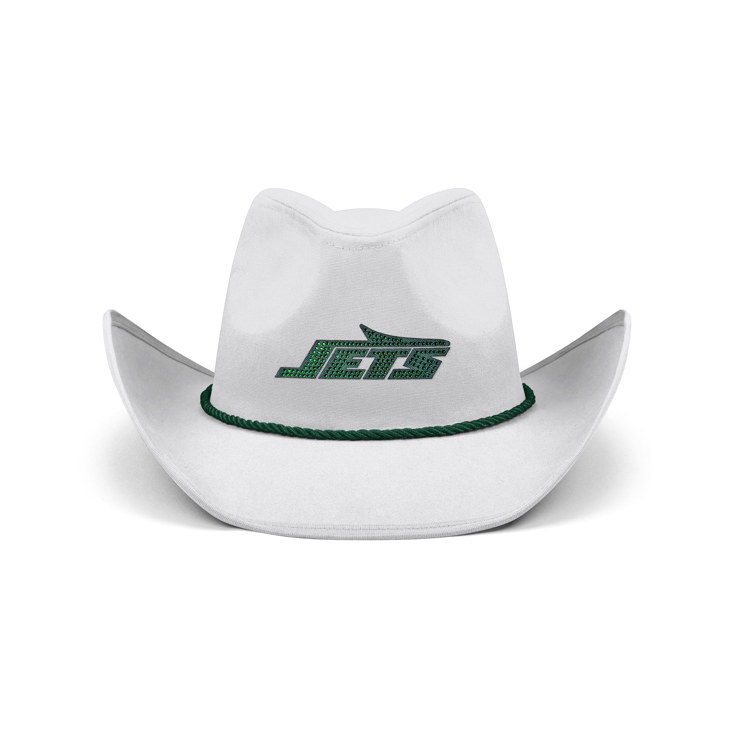 New York Jets NFL White Rhinestone Logo Cowboy Hat - Image 3