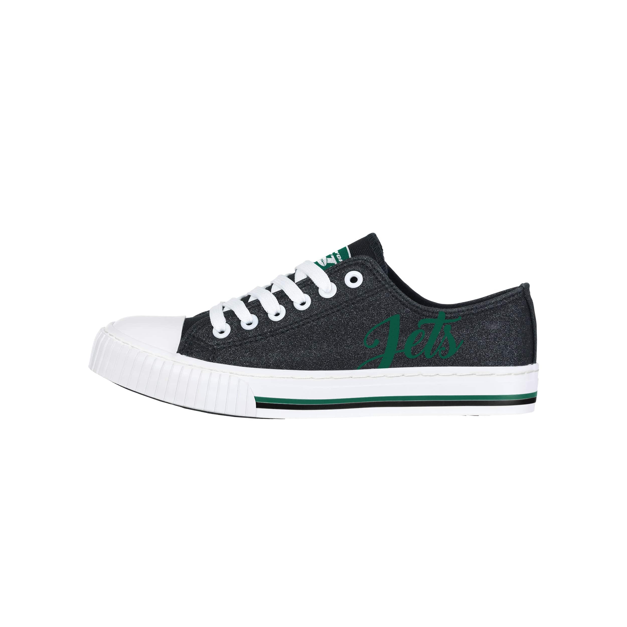 New York Jets NFL Womens Color Glitter Low Top Canvas Shoes - Image 2