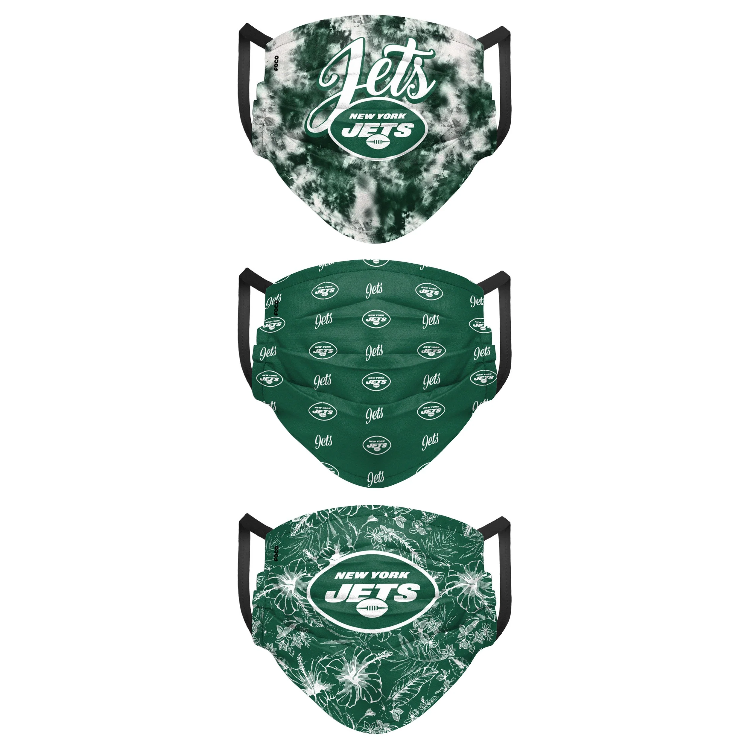 New York Jets NFL Womens Matchday 3 Pack Face Cover - Image 2
