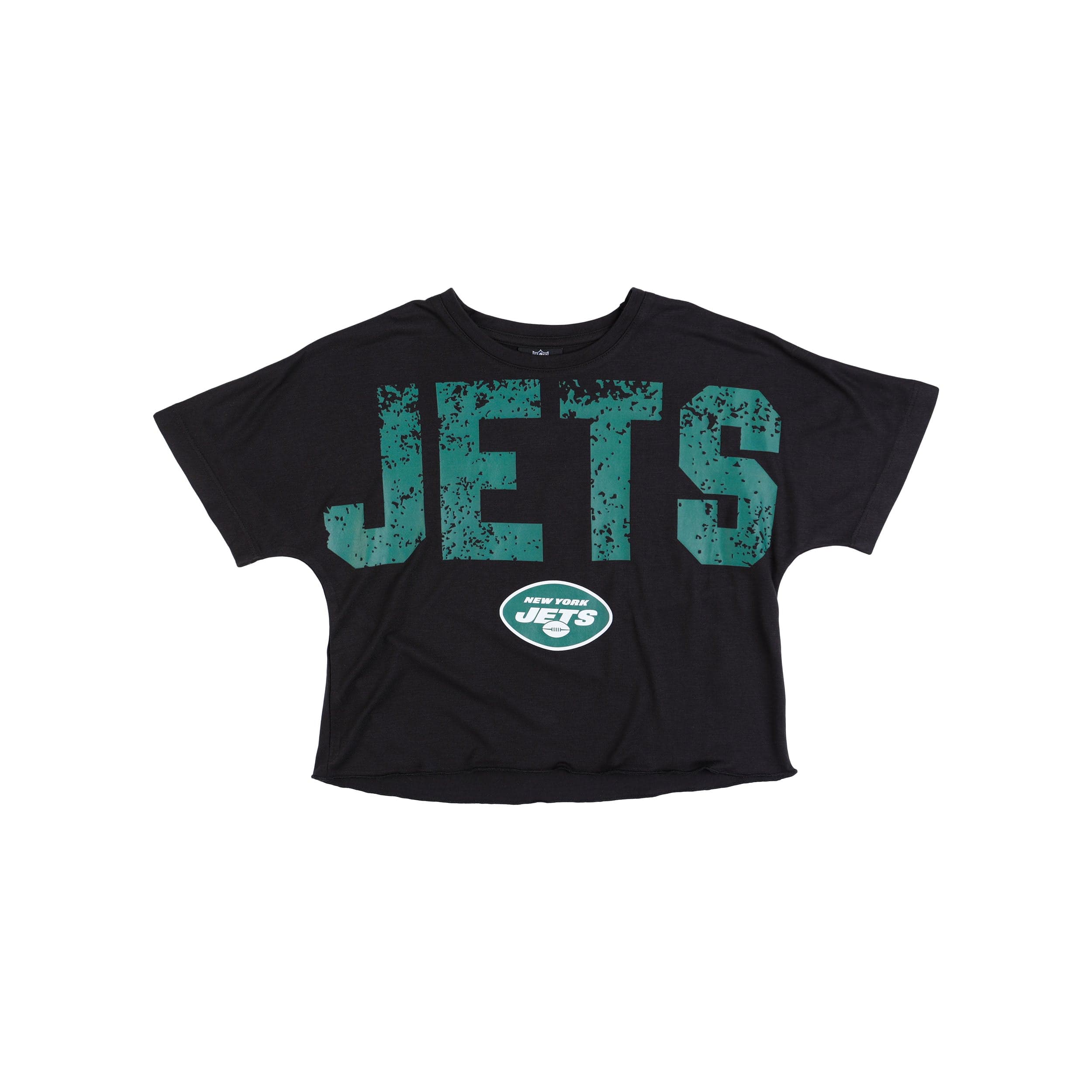 New York Jets NFL Womens Petite Distressed Wordmark Crop Top - Image 3