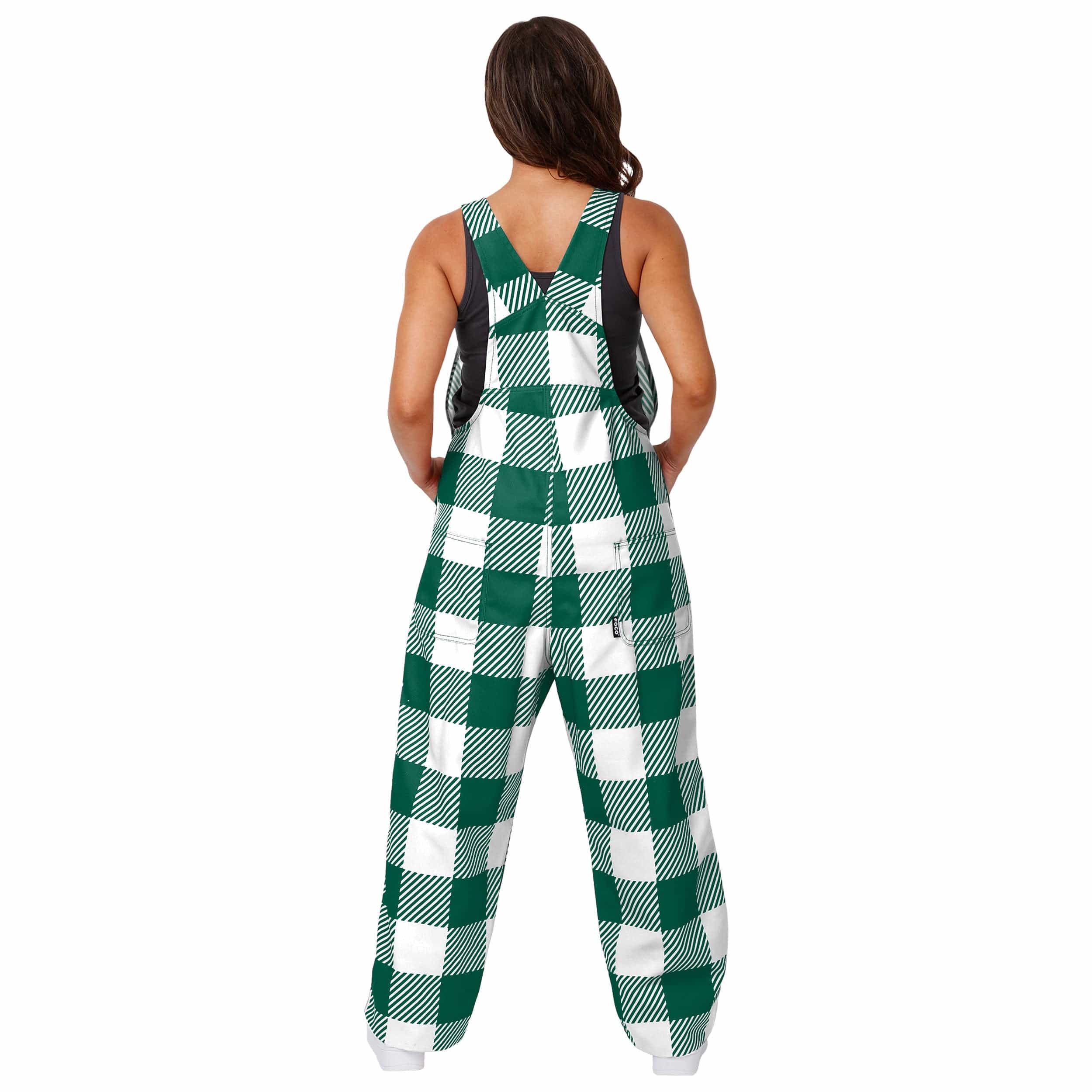 New York Jets NFL Womens Plaid Bib Overalls - Image 2
