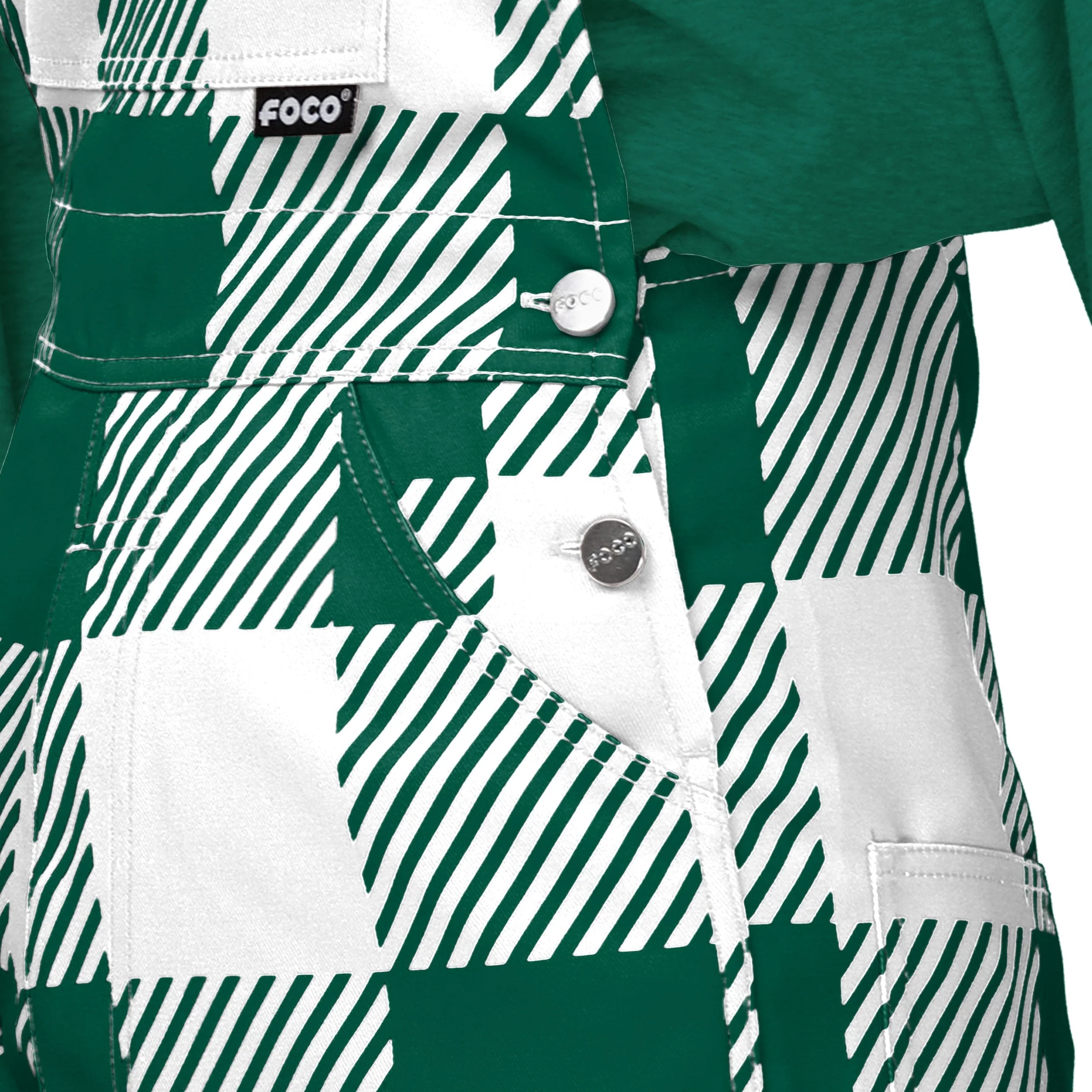New York Jets NFL Womens Plaid Bib Overalls - Image 5