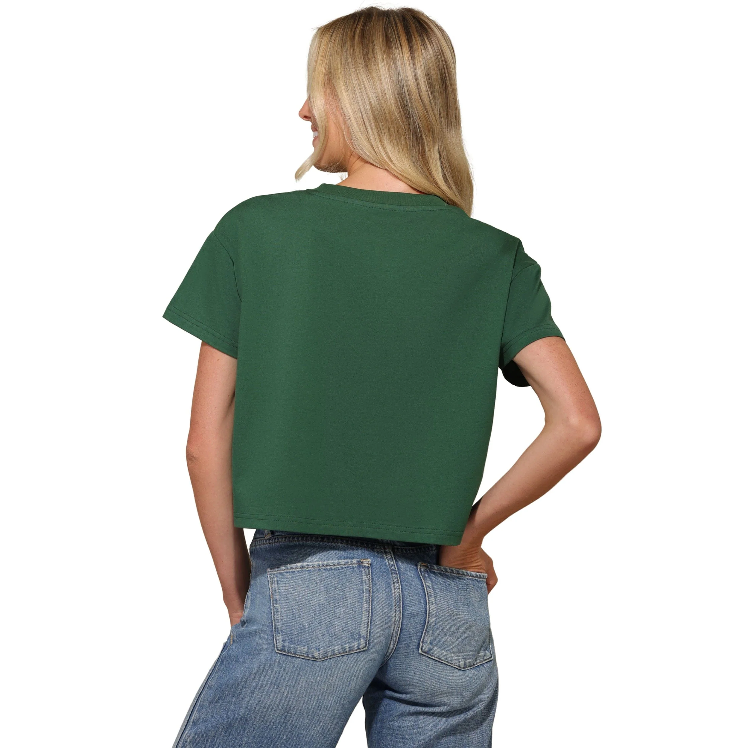 New York Jets NFL Womens Rhinestone Logo Crop Top - Image 3