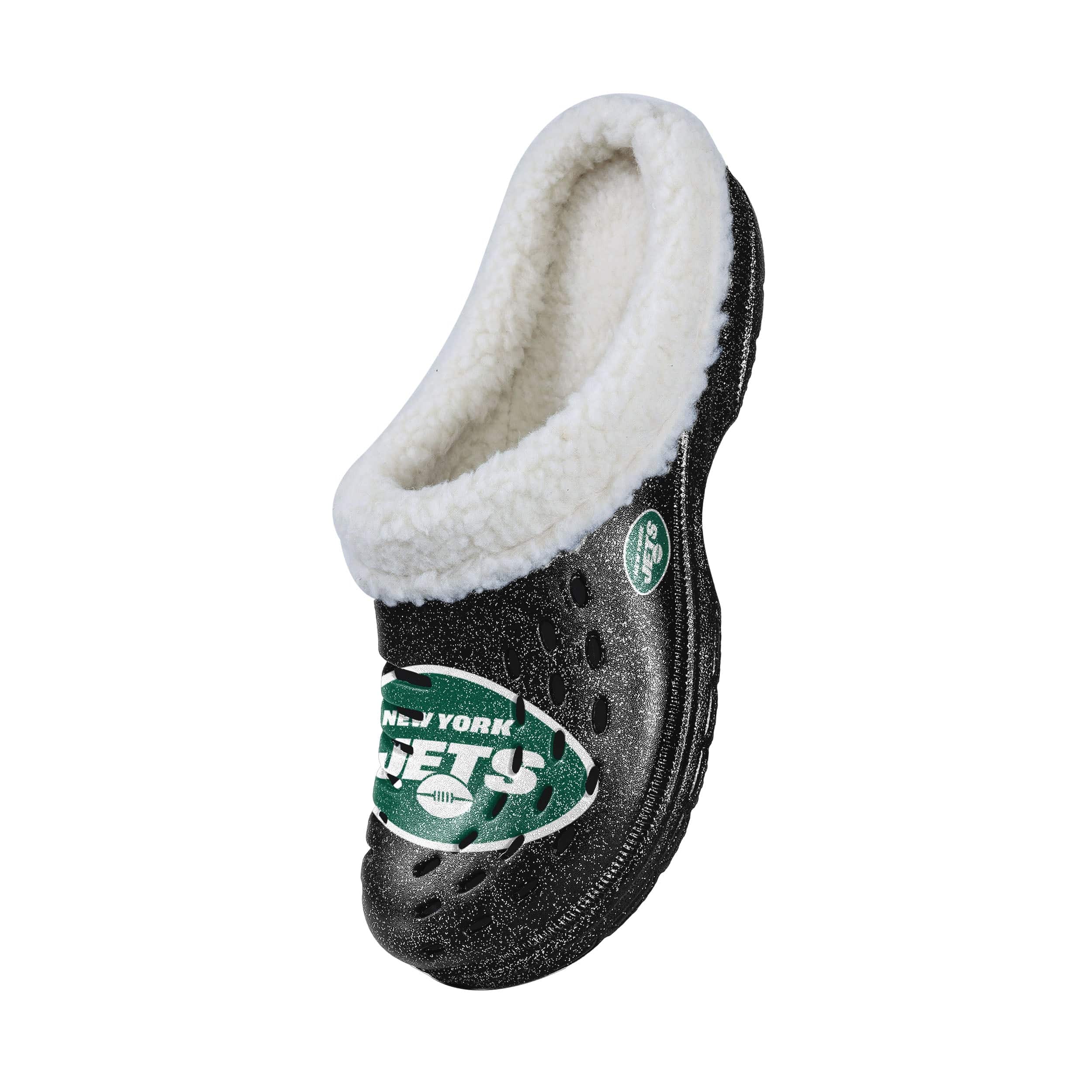 New York Jets NFL Womens Sherpa Lined Glitter Clog - Image 3