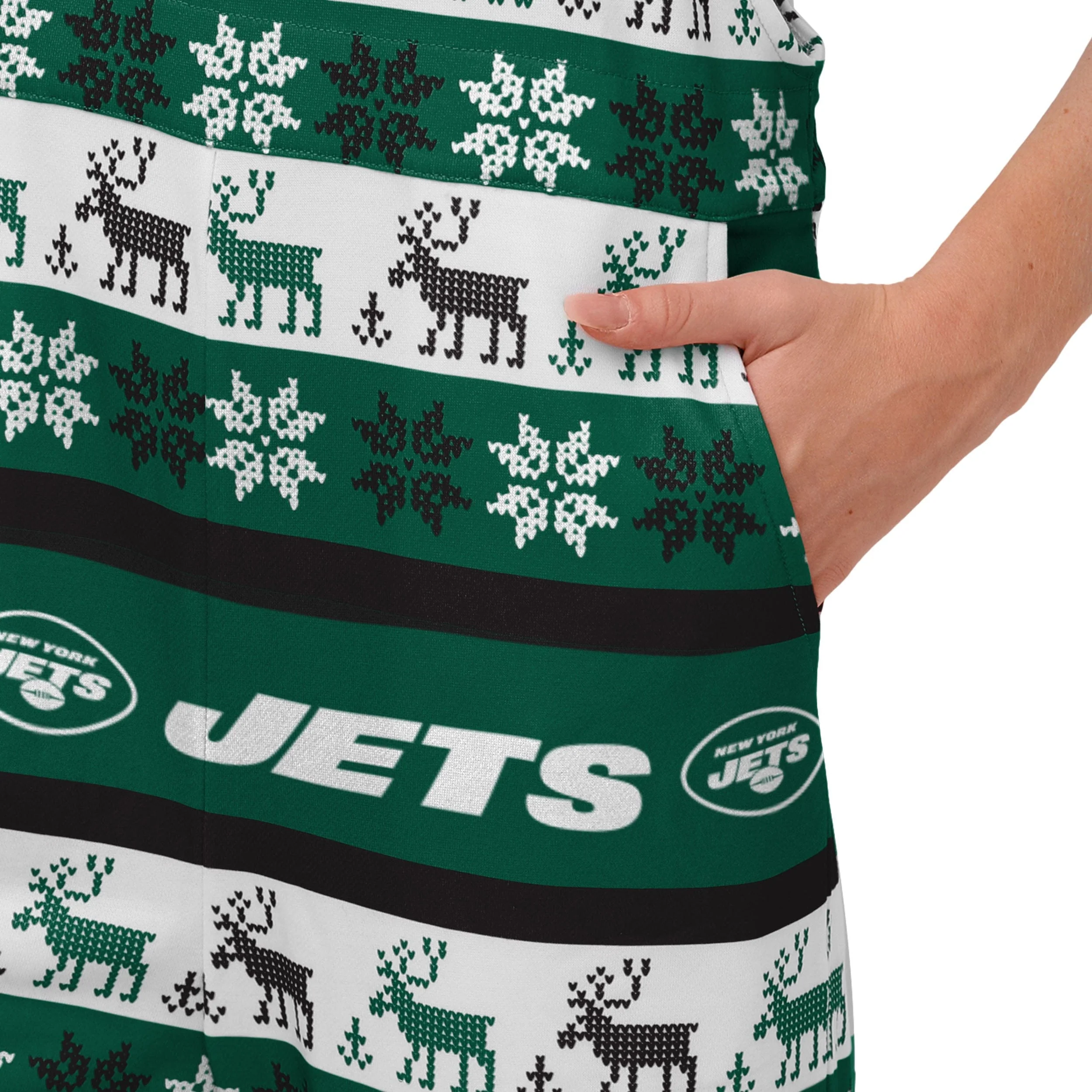 New York Jets NFL Womens Ugly Home Gating Bib Overalls - Image 5