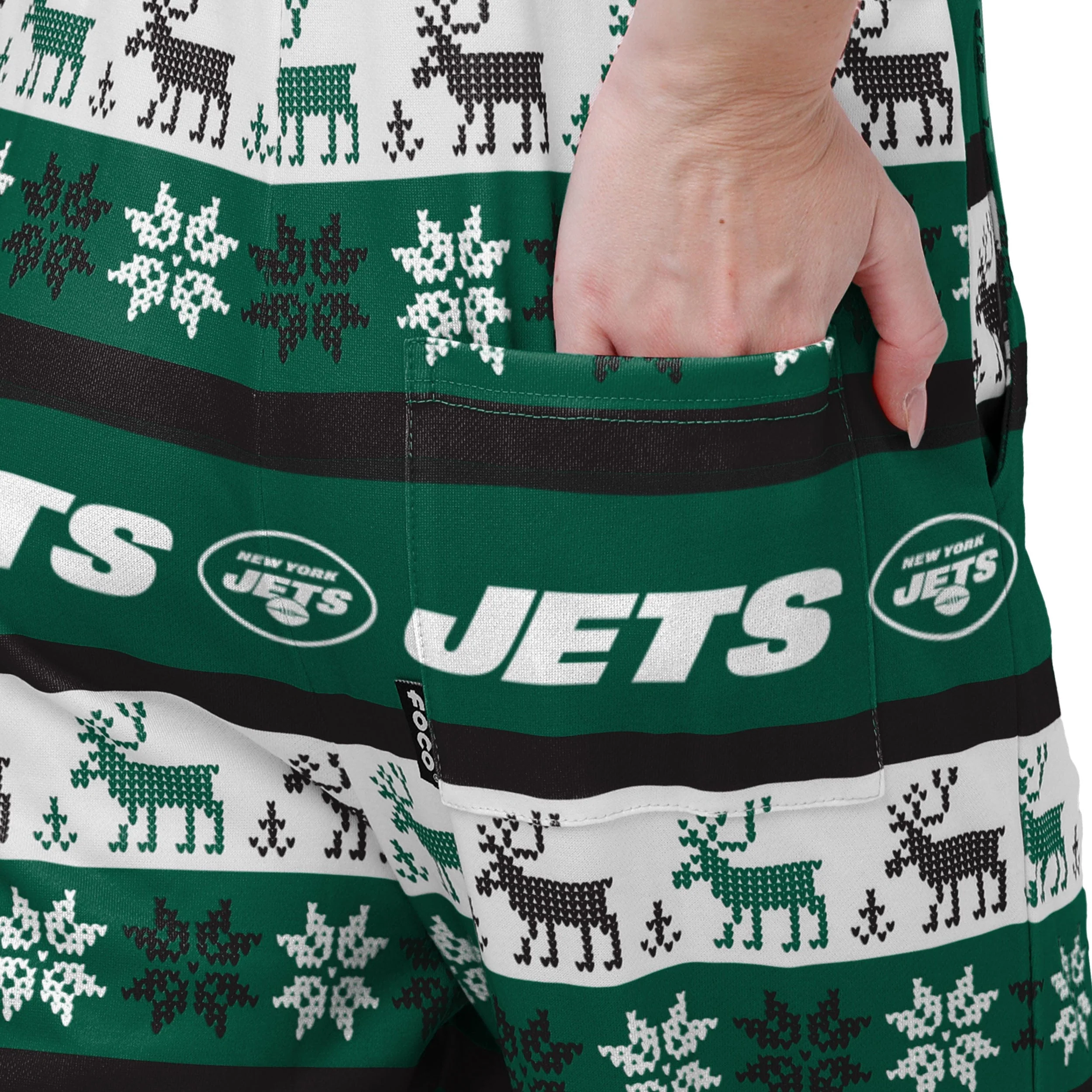 New York Jets NFL Womens Ugly Home Gating Bib Overalls - Image 6
