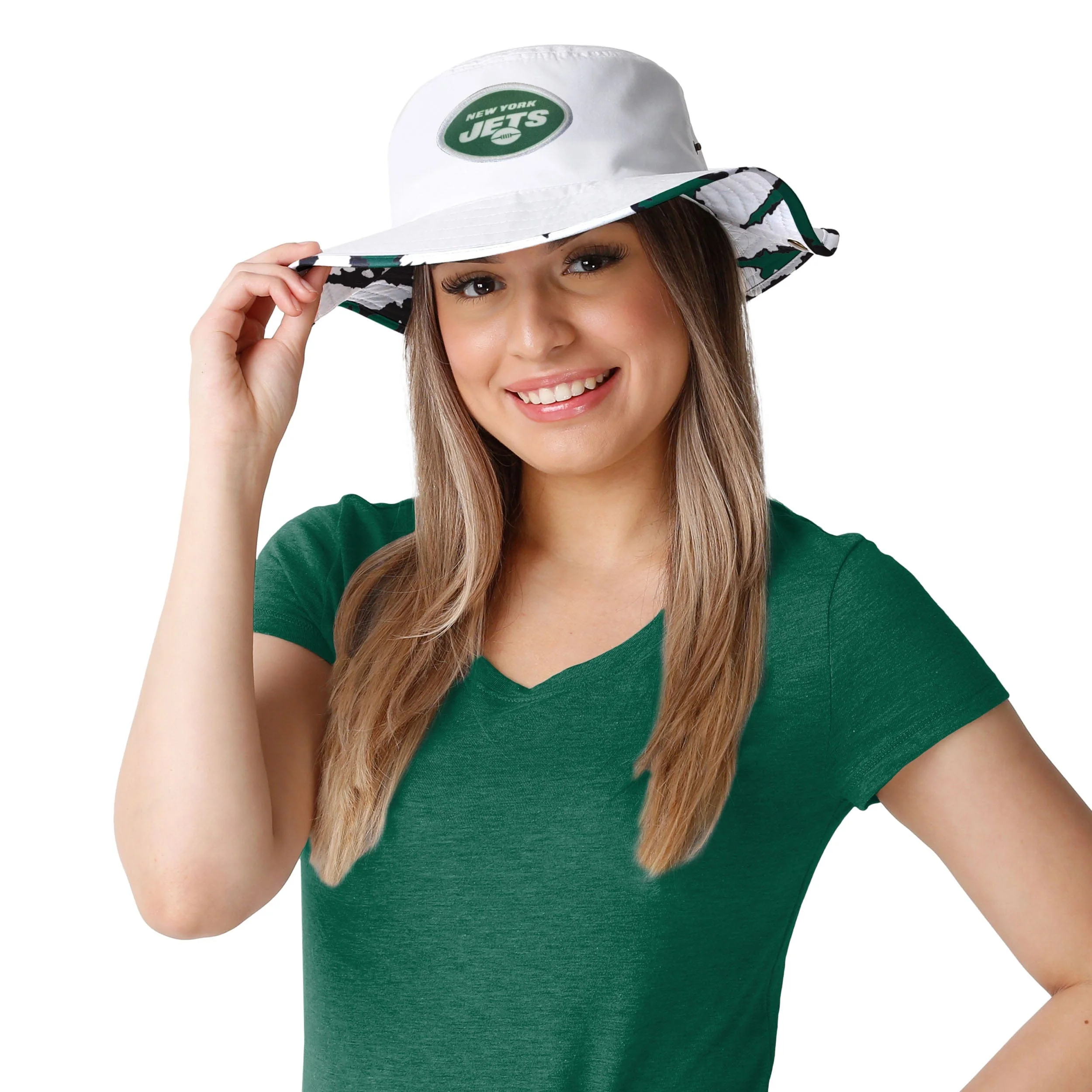 New York Jets NFL Womens White Hybrid Boonie Hat - Image 2
