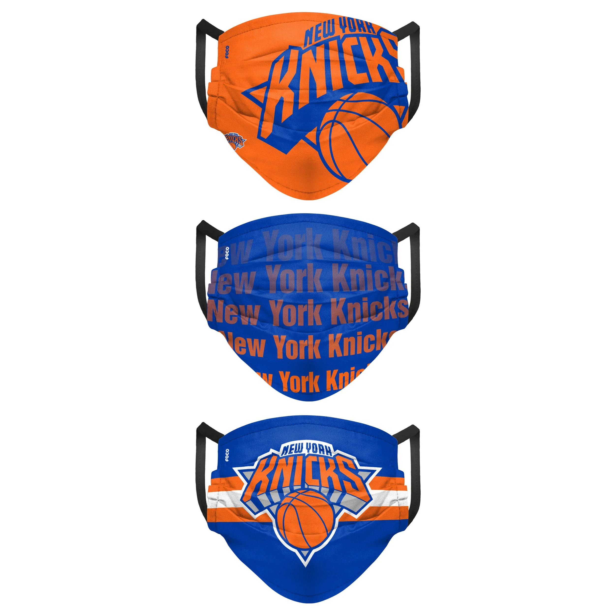 New York Knicks NBA Mens Matchday 3 Pack Face Cover - Image 2