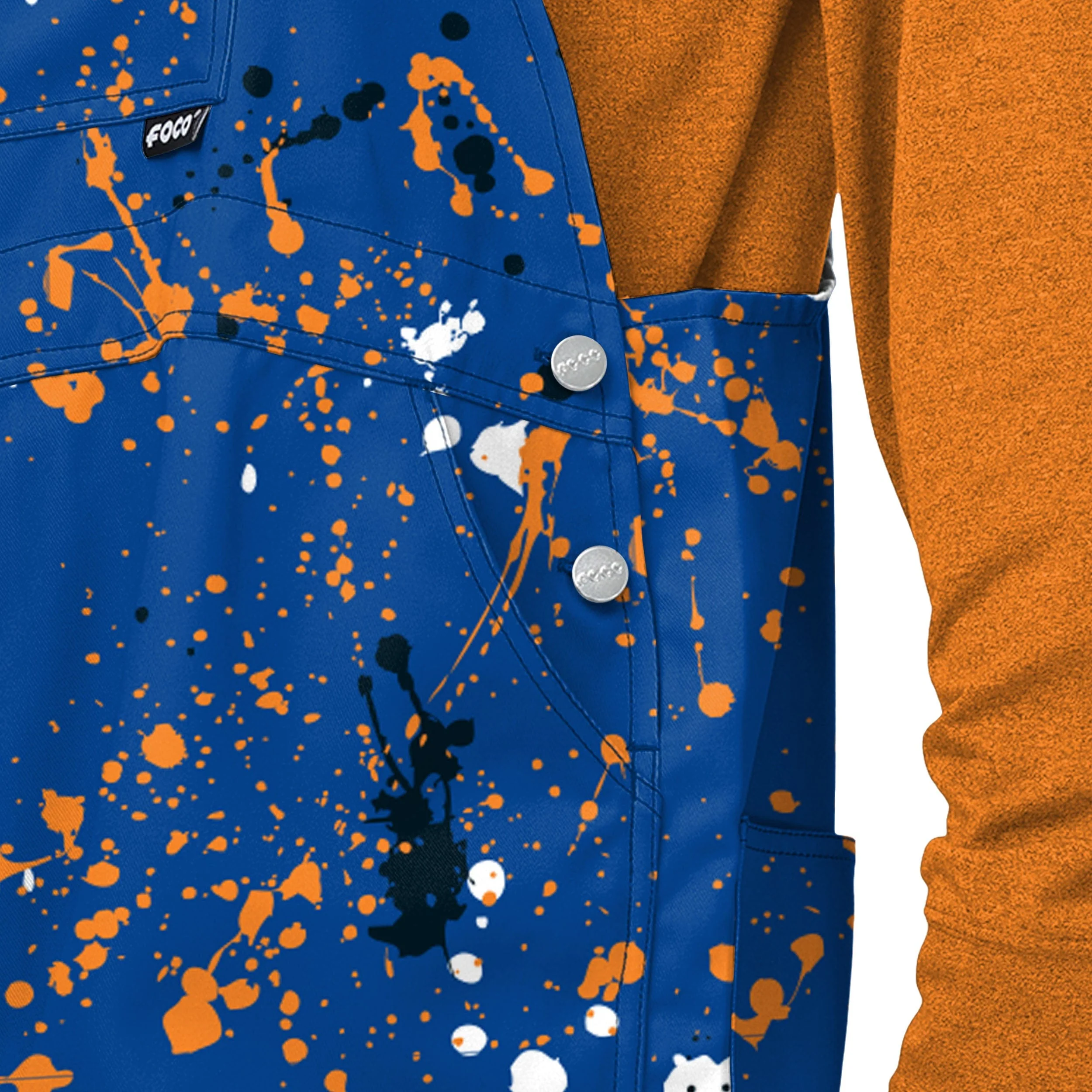 New York Knicks NBA Mens Paint Splatter Bib Overalls - Image 4