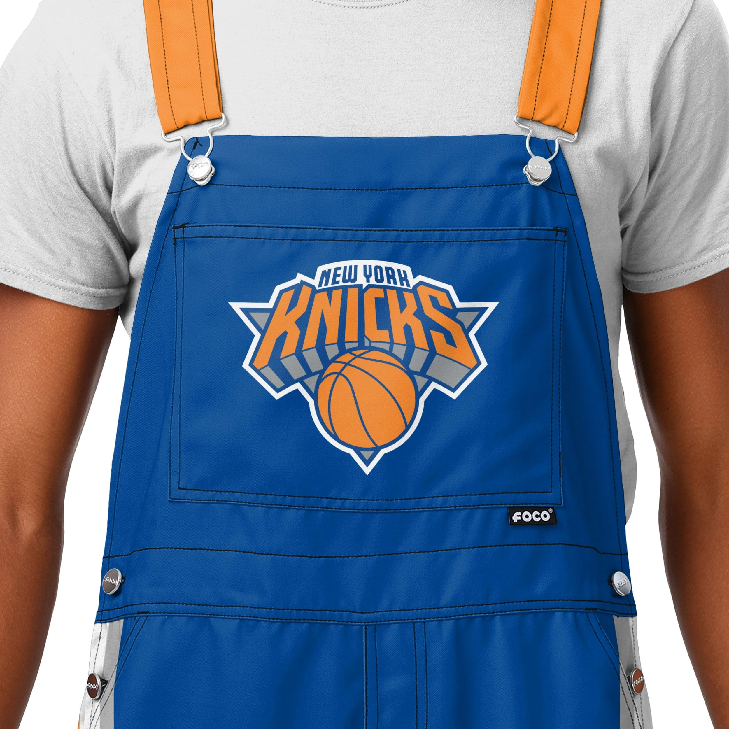 New York Knicks NBA Mens Team Stripe Bib Overalls - Image 3