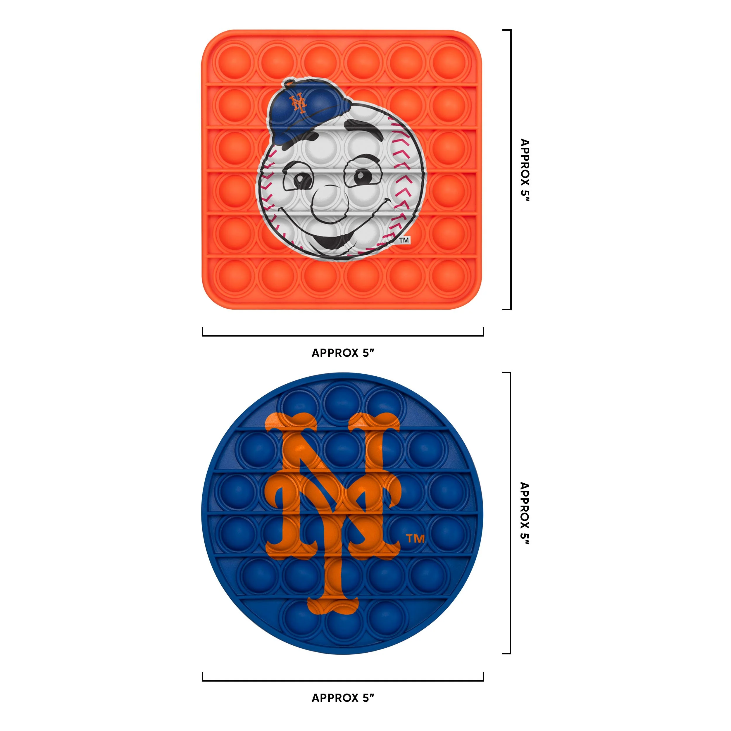 New York Mets MLB 2 Pack Ball & Square Push-Itz Fidget - Image 2