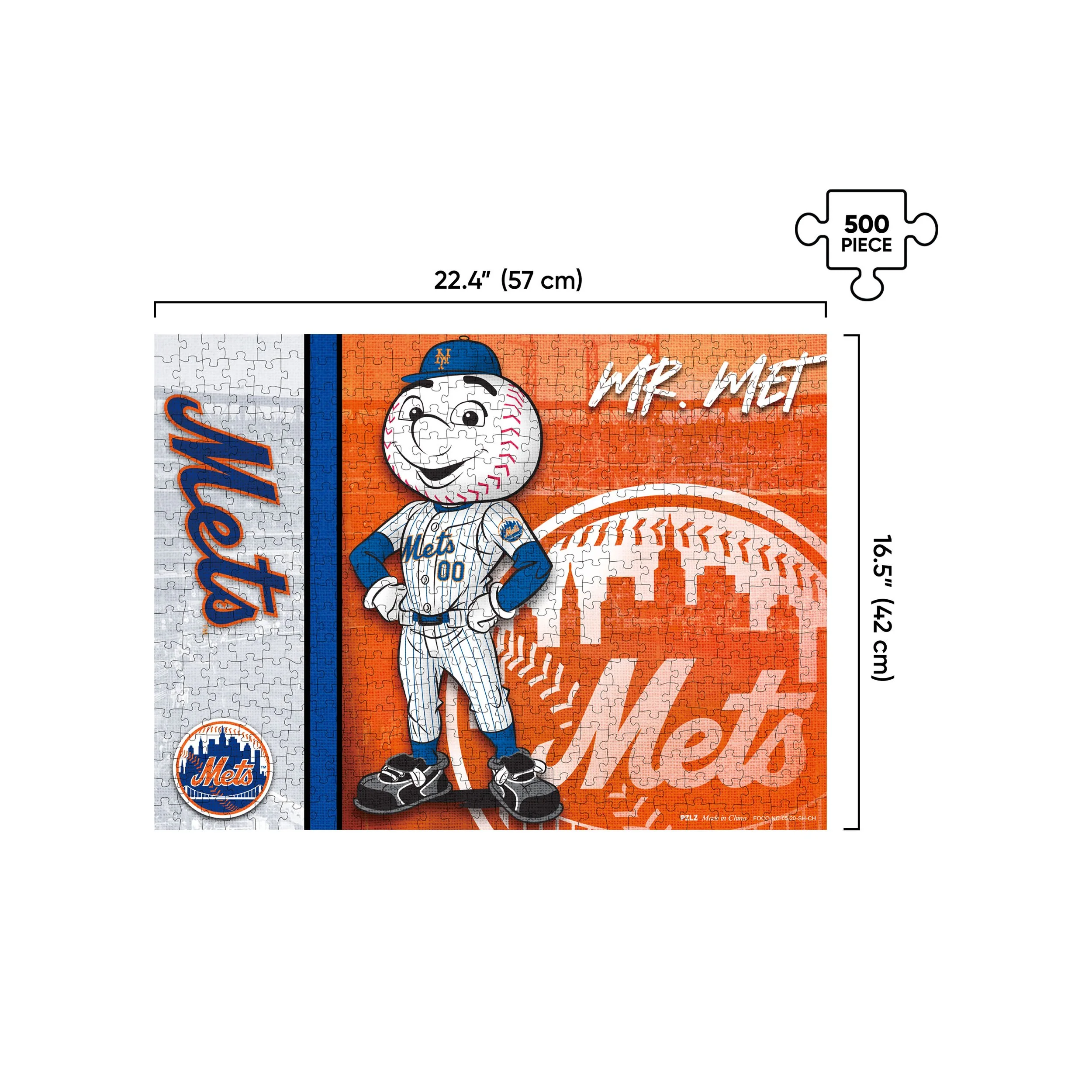 New York Mets MLB Big Logo 500 Piece Jigsaw Puzzle PZLZ - Mr Met - Image 2