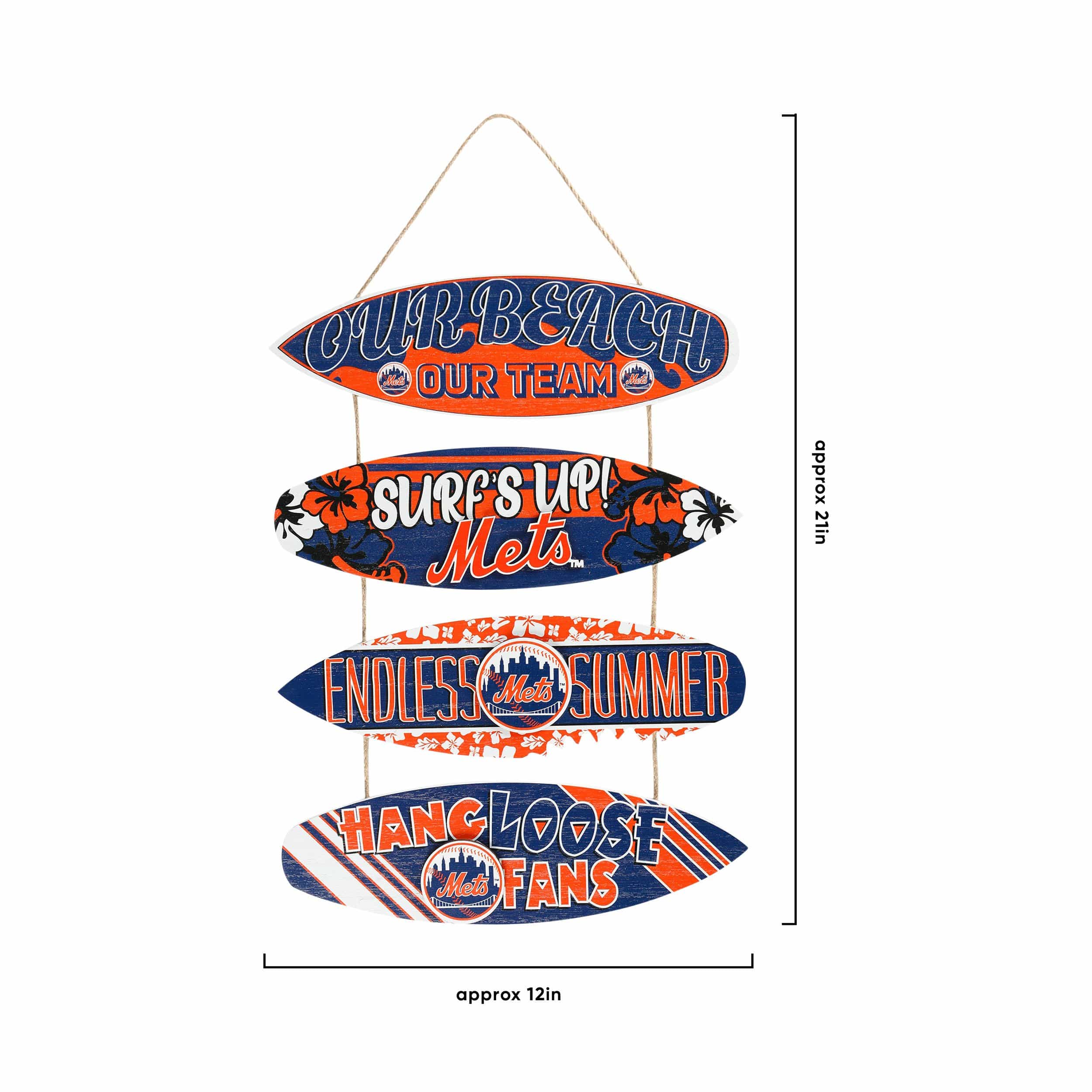 New York Mets MLB Fancave Surfboard Sign - Image 3