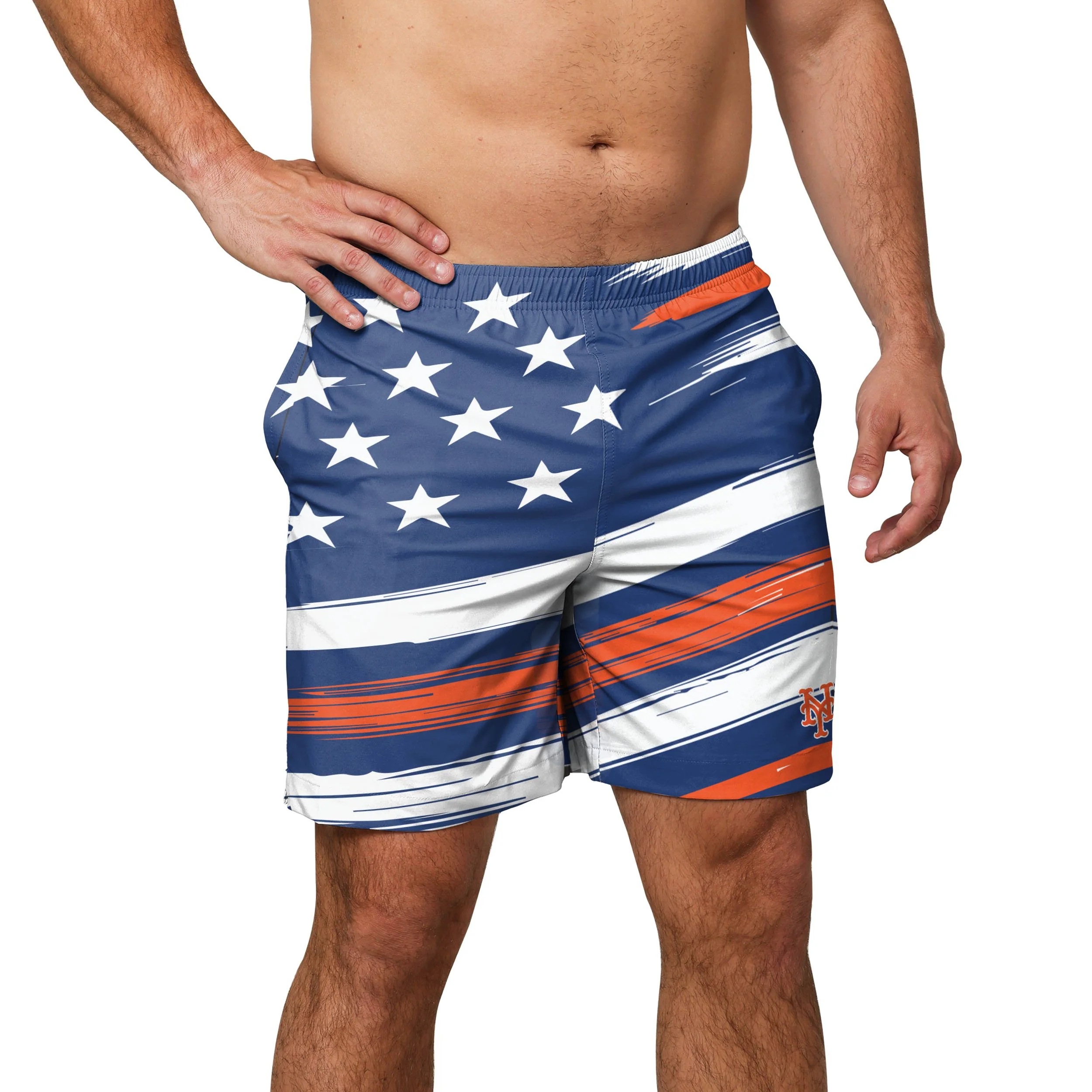 New York Mets MLB Mens Americana Swimming Trunks - Image 2