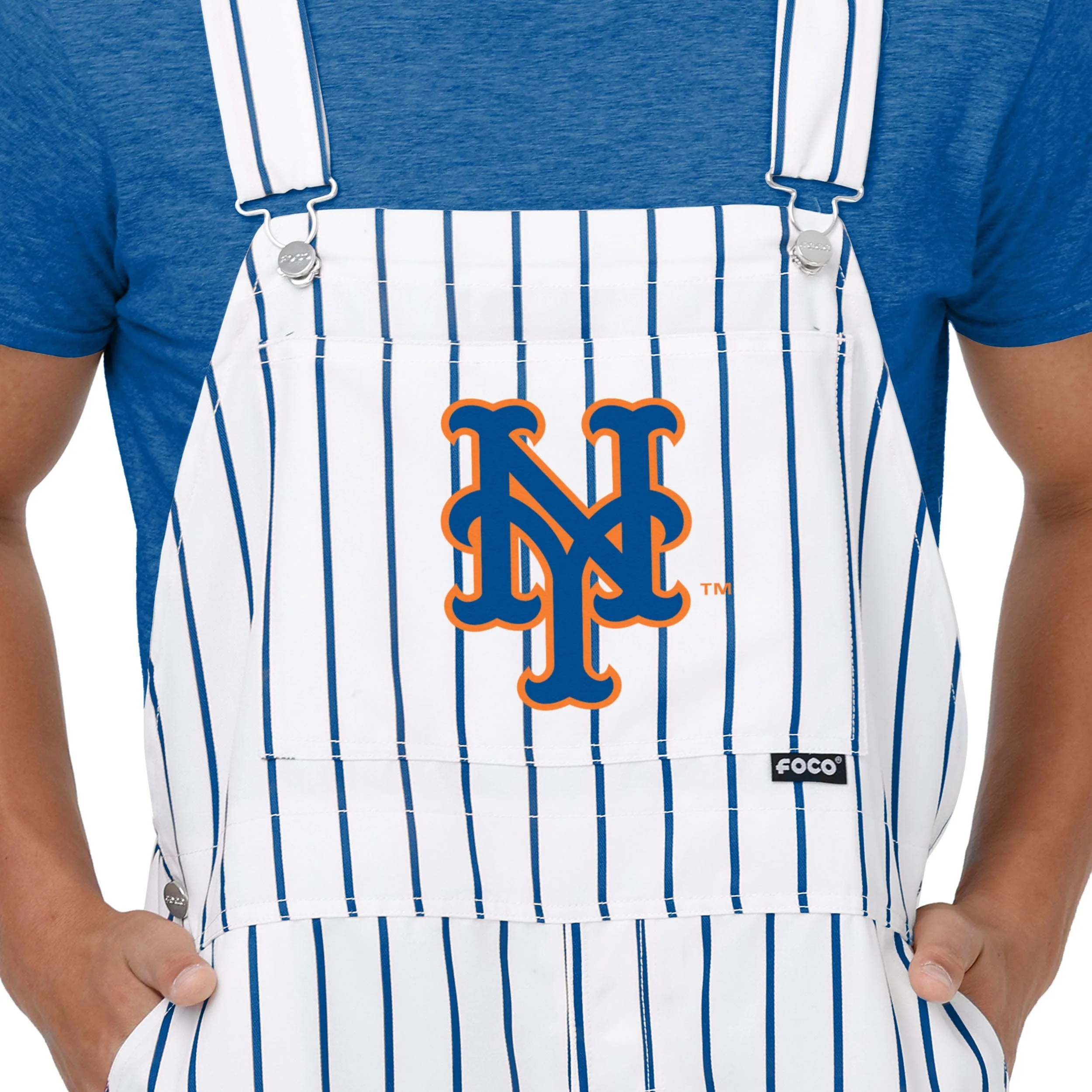 New York Mets MLB Mens Pinstripe Bib Overalls - Image 4