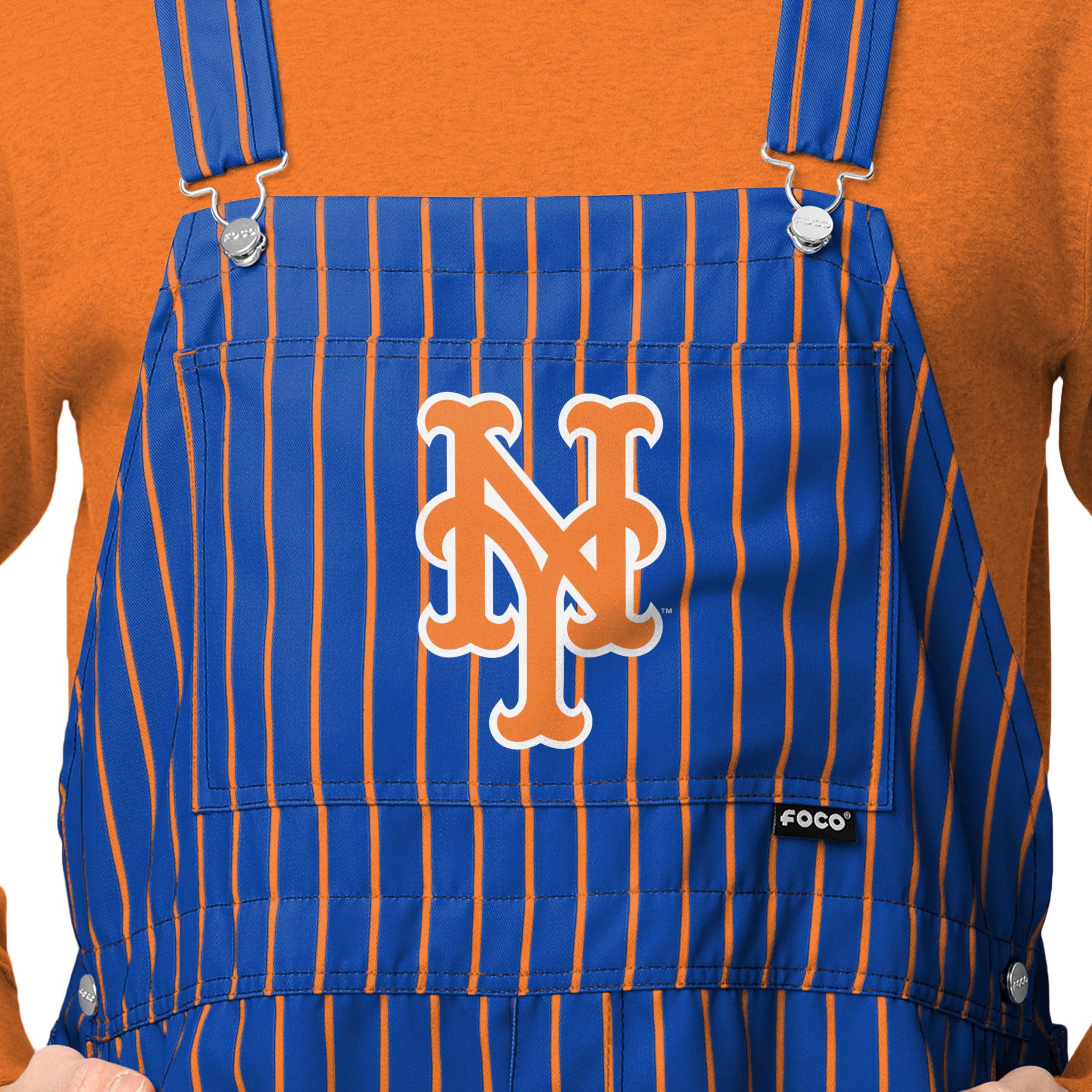 New York Mets MLB Mens Pinstripe Bib Shortalls - Image 3