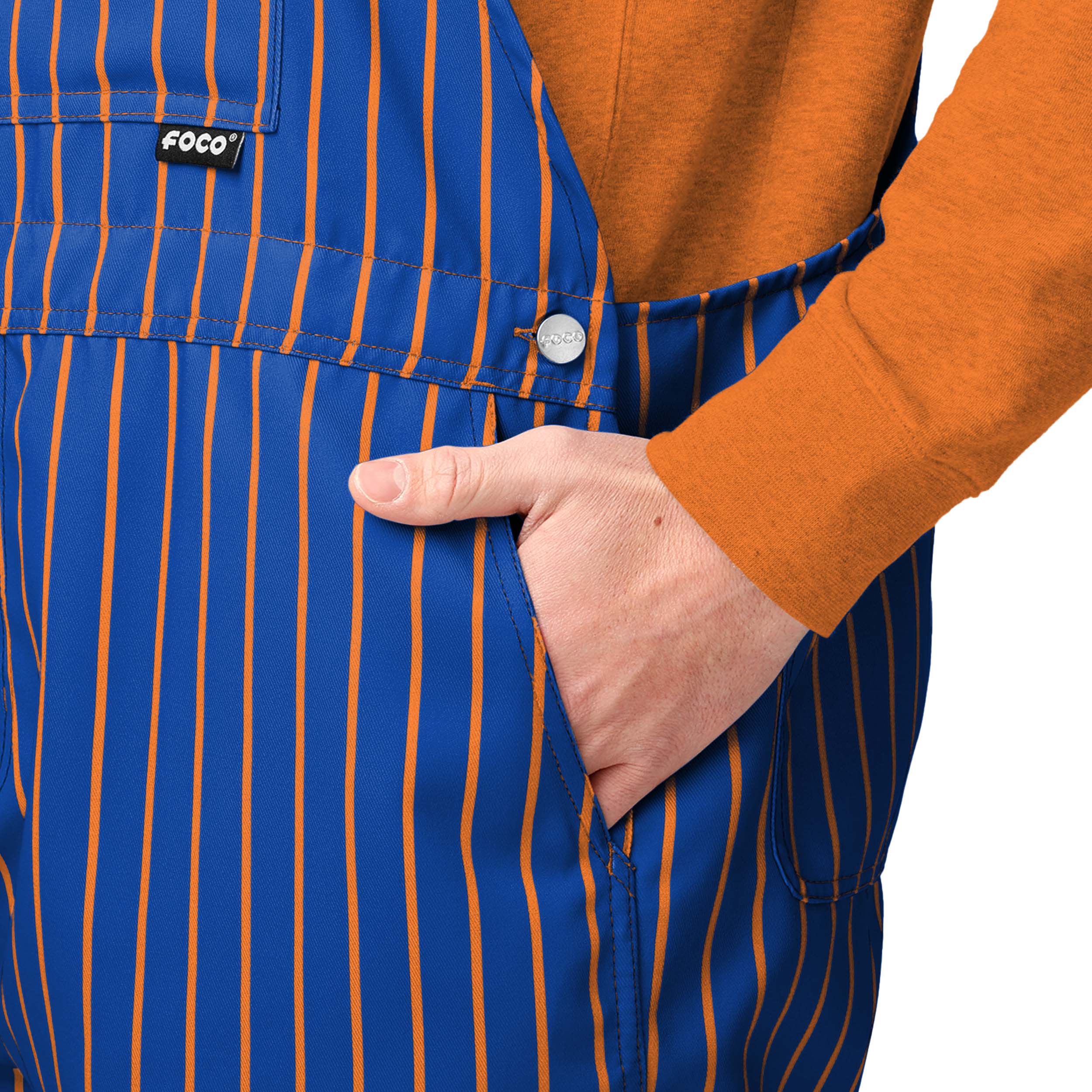 New York Mets MLB Mens Pinstripe Bib Shortalls - Image 4