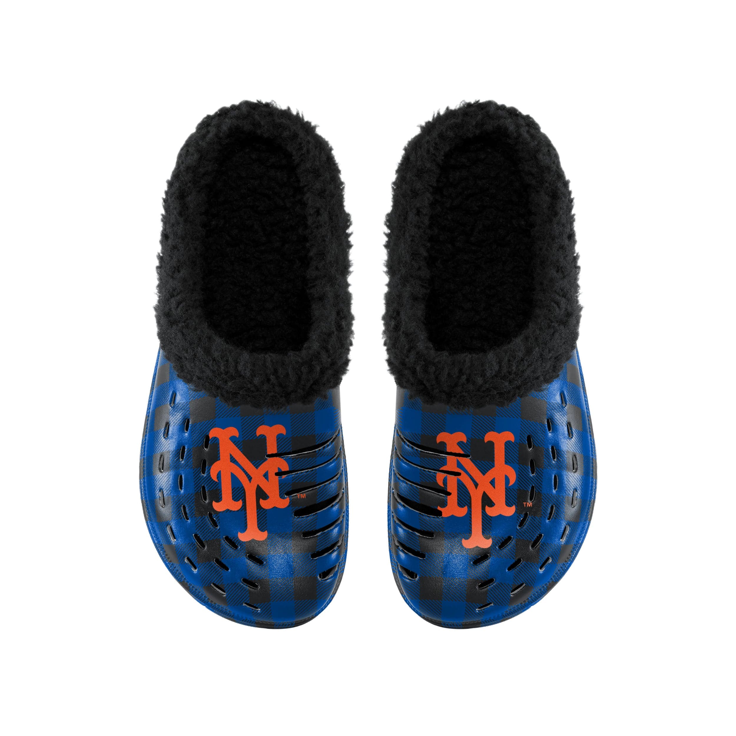 New York Mets MLB Mens Sherpa Lined Buffalo Check Clog - Image 4