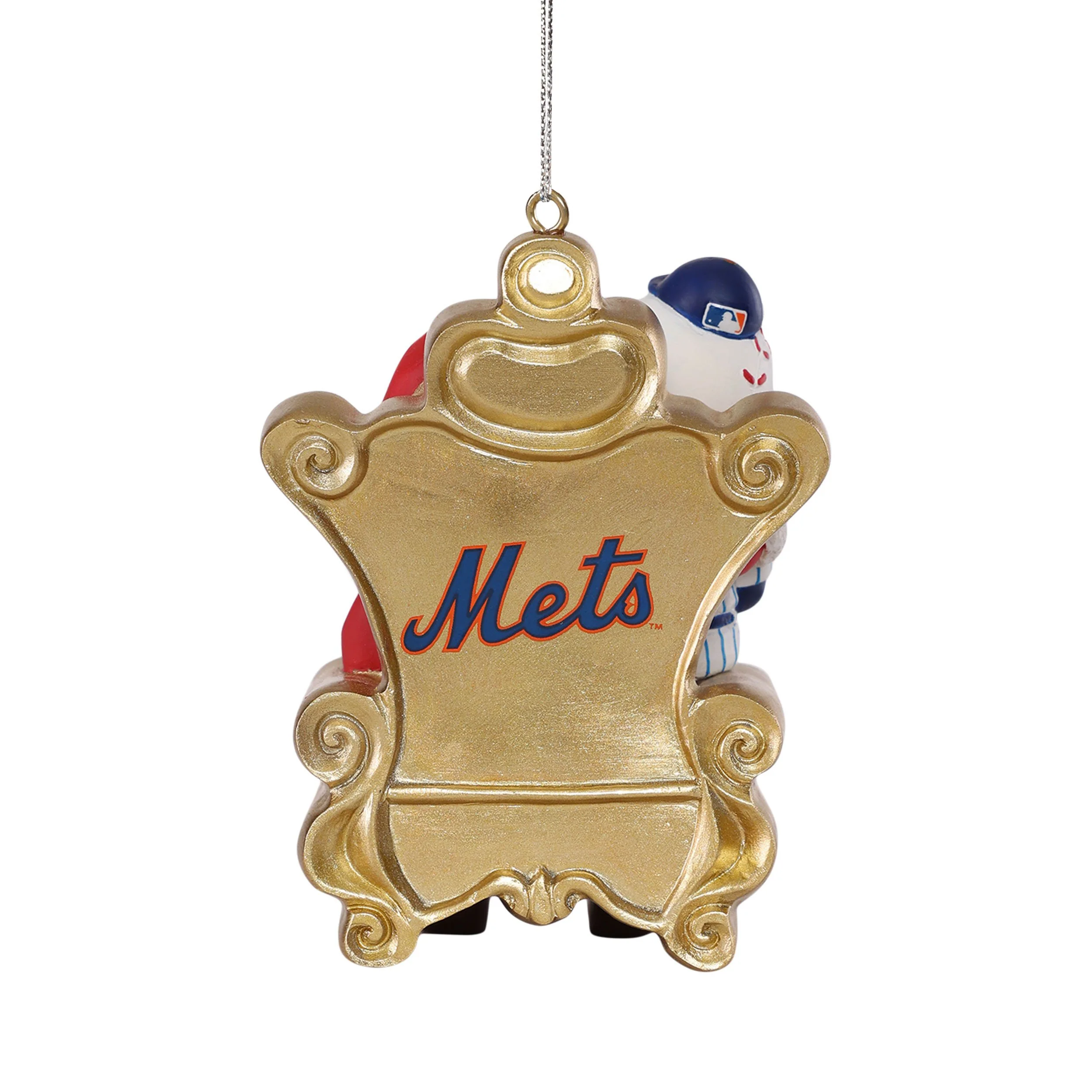 New York Mets MLB Mr Met Mascot on Santas Lap Ornament - Image 3