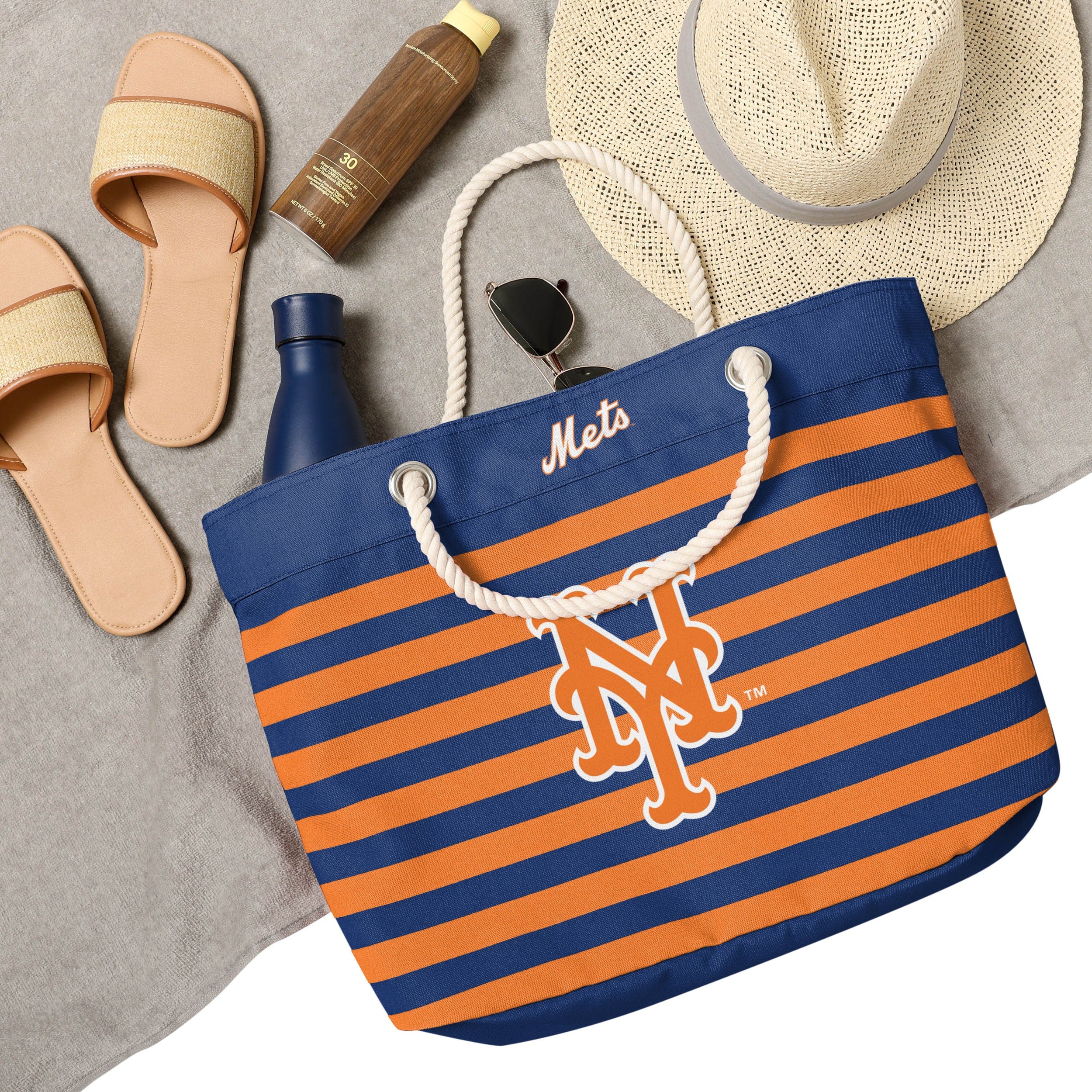 New York Mets MLB Nautical Stripe Tote Bag - Image 4