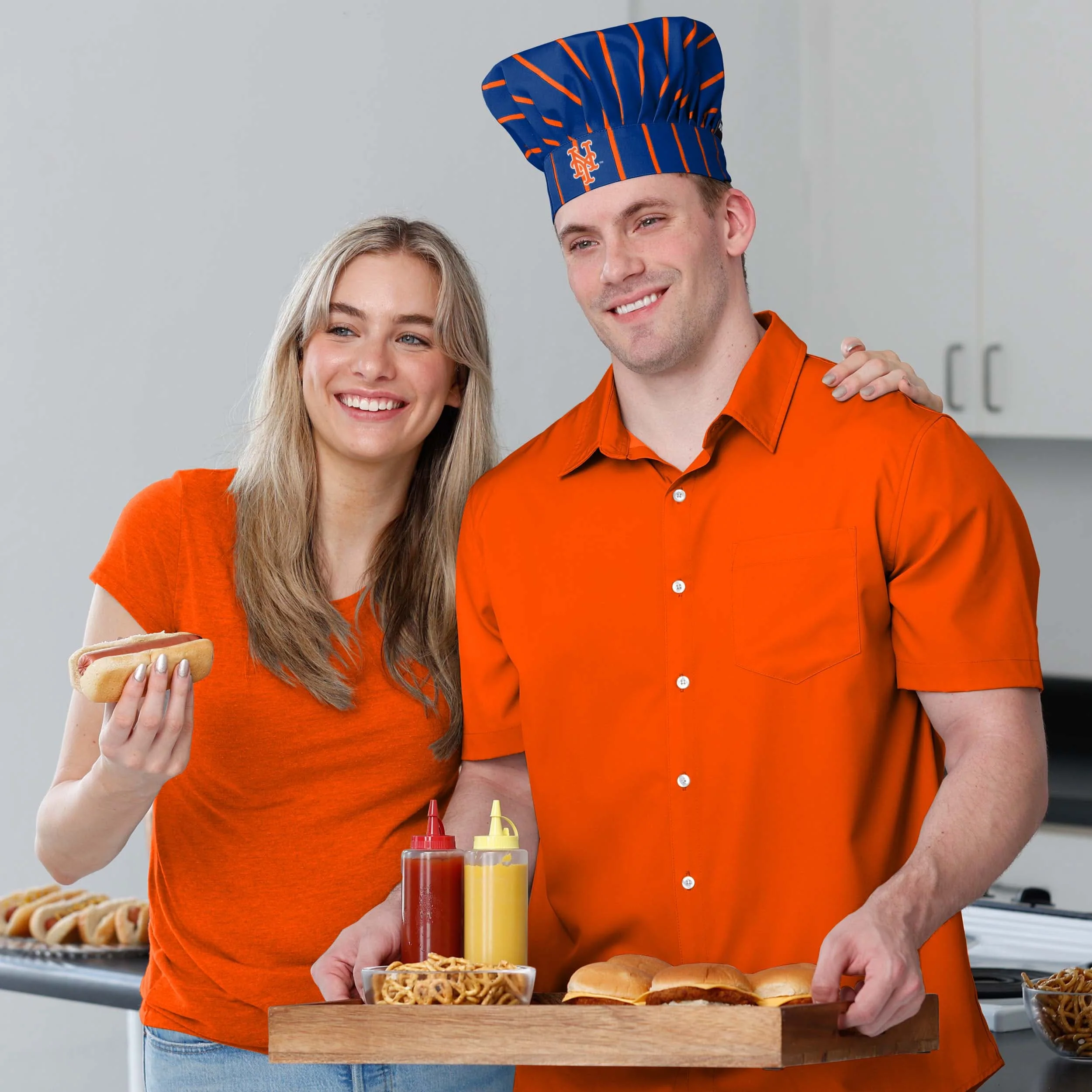 New York Mets MLB Pinstripe Chef Hat - Image 3