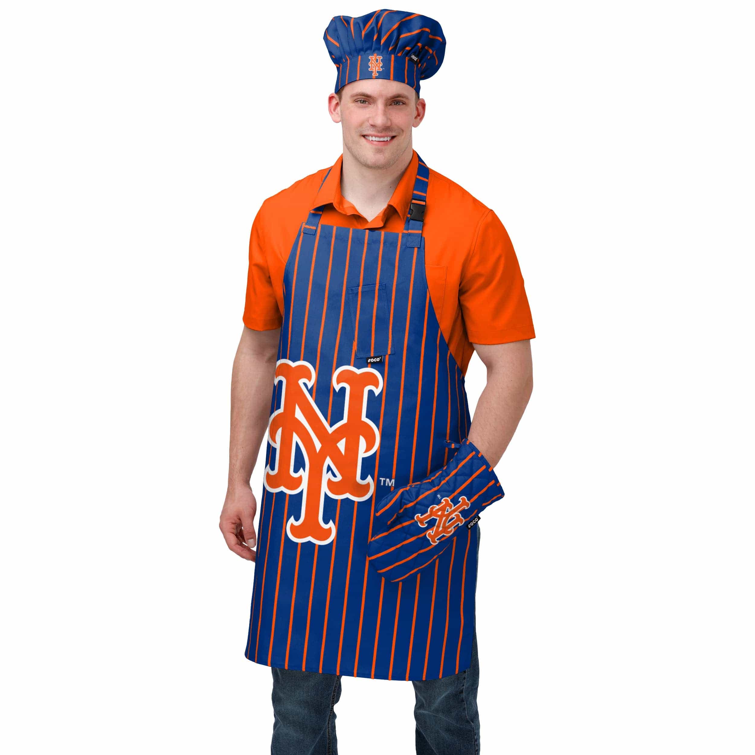 New York Mets MLB Pinstripe Chef Set - Image 2