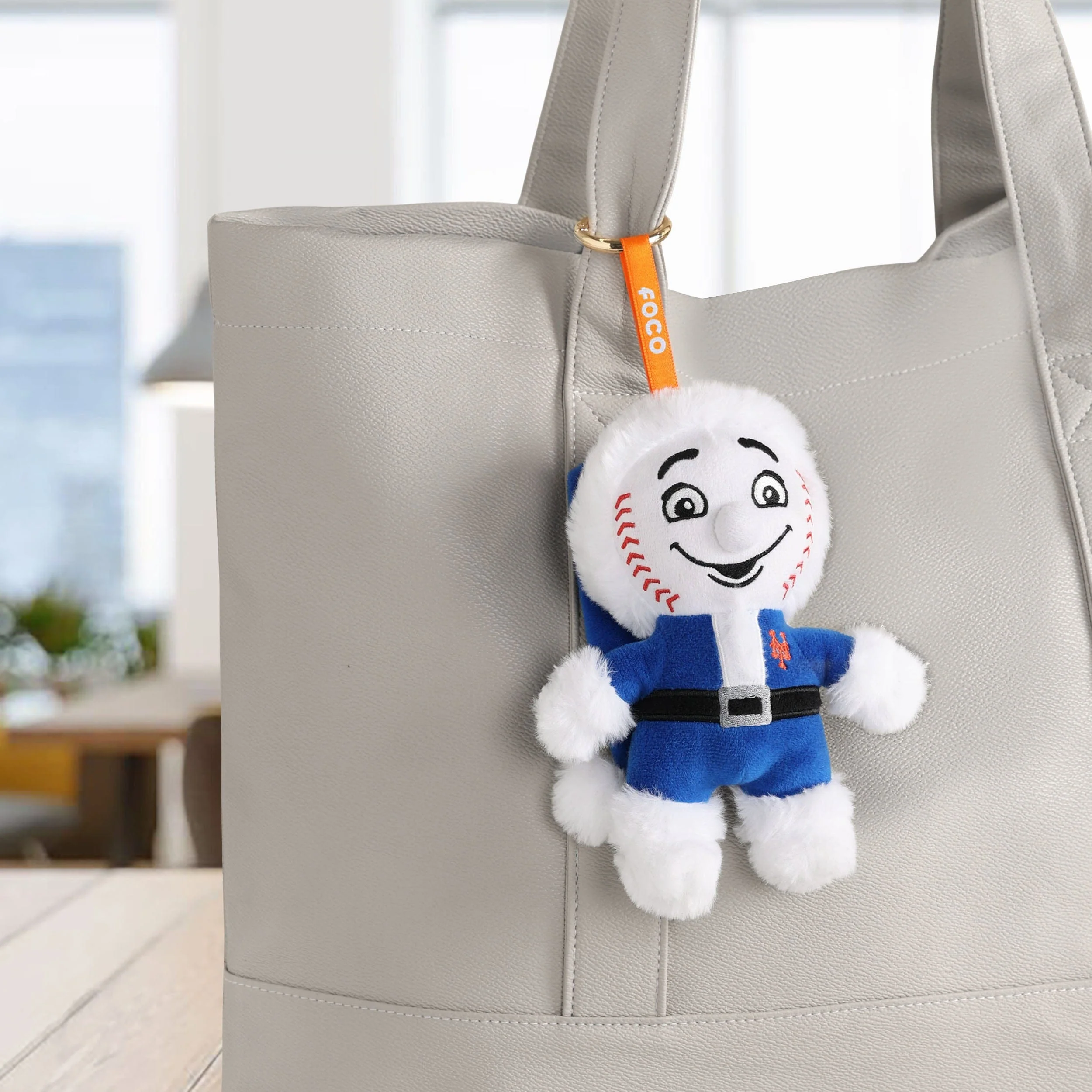 New York Mets MLB Plush Mascot Santa Bag Charm Keychain - Image 2